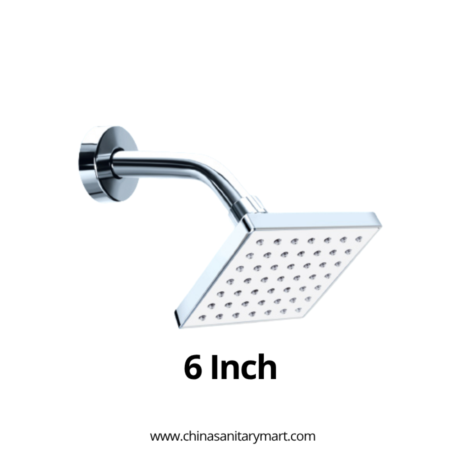 6 Inch Ast Rain Shower Square Wall Mount, square brass rain shower, 6 inch shower head, wall mount rain shower, chrome shower head, Ast rain shower, square bathroom shower, brass shower head
