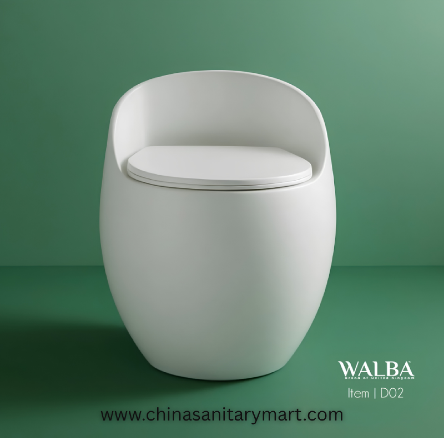 Walba Egg Shape Commode White D02, Walba D02 one piece toilet, egg shape white commode, modern one piece commode, S trap toilet 300mm, premium white toilet, Walba bathroom toilet
