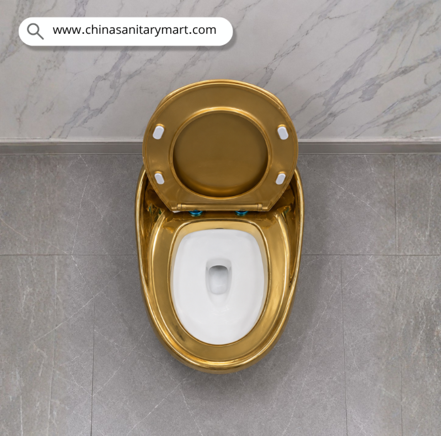 IS-M099G Peanut Commode Golden Color, golden Peanut toilet, gold S Trap high commode, luxury golden toilet, 670x470x625mm Peanut commode
