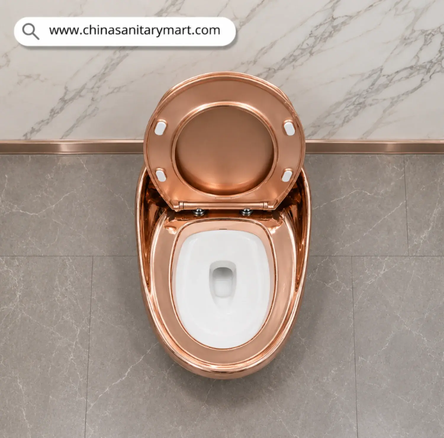 IS-M099RG Peanut Commode Rose Golden, Rose Gold Peanut toilet, luxury rose golden commode, S Trap high commode, 670x470x625mm Peanut toilet,Italian Standard