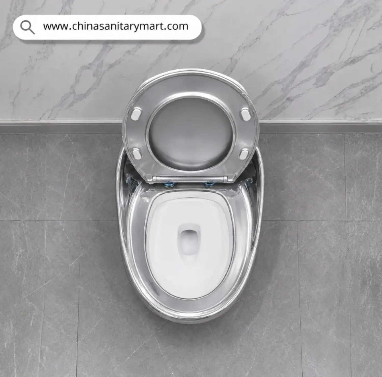 Italian Standard-M099S Peanut Commode Silver, Silver Peanut toilet, luxury silver commode, S Trap high commode, metallic silver toilet, 670x470x625mm Peanut toilet