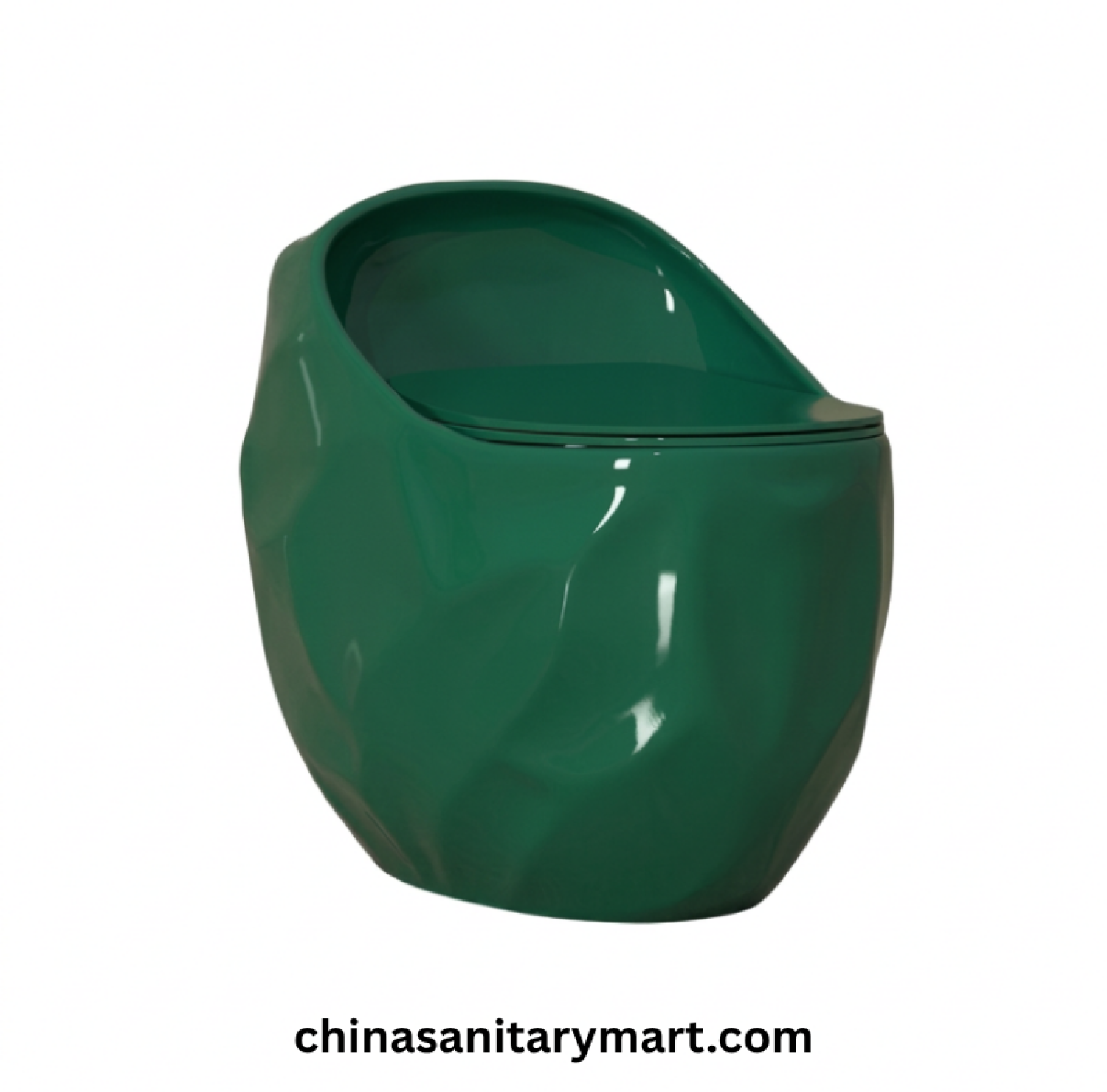 Peanut Commode bottle green, bottle green toilet, modern green commode, designer bathroom toilet, Peanut toilet 670x470x625mm