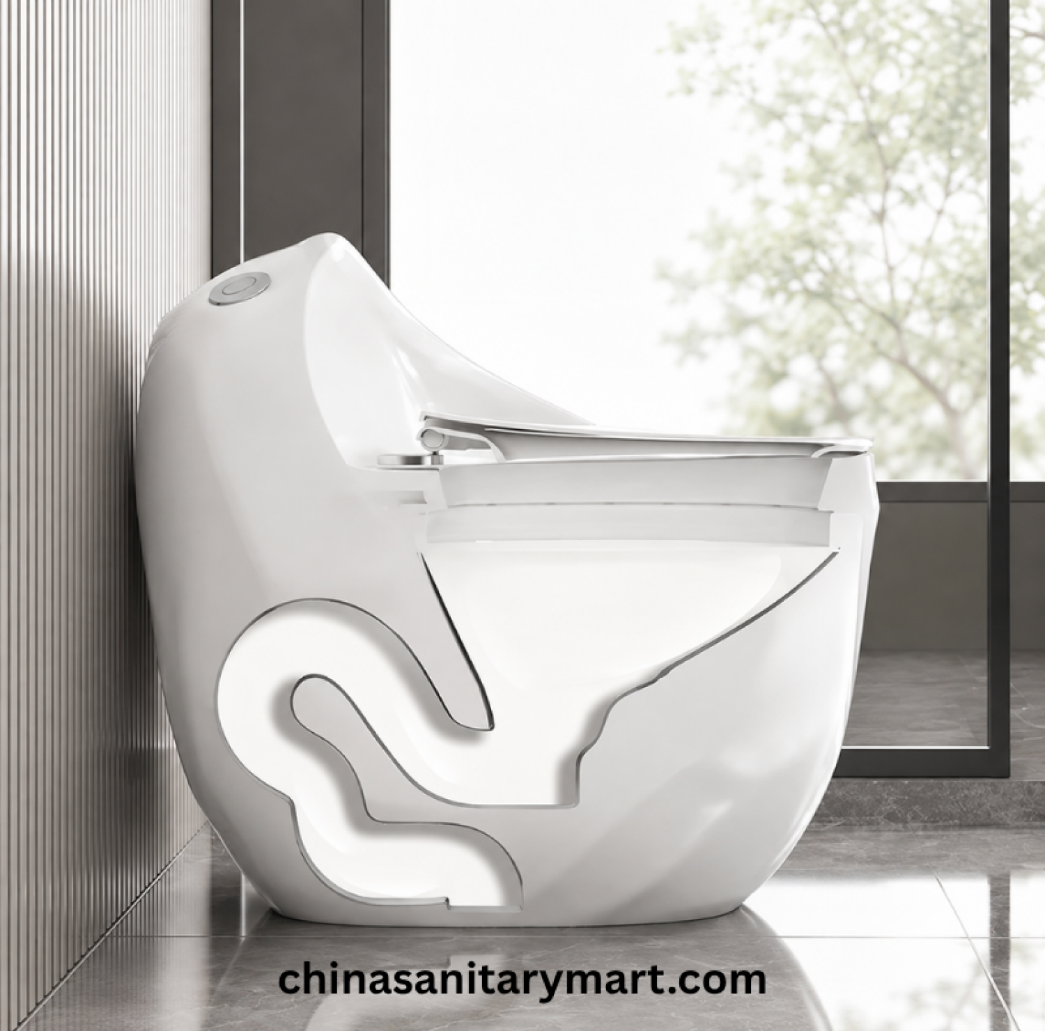 Peanut Commode White, White Peanut toilet, glossy white commode, designer white toilet, S Trap high commode, luxury white toilet, 670x470x625mm Peanut commode