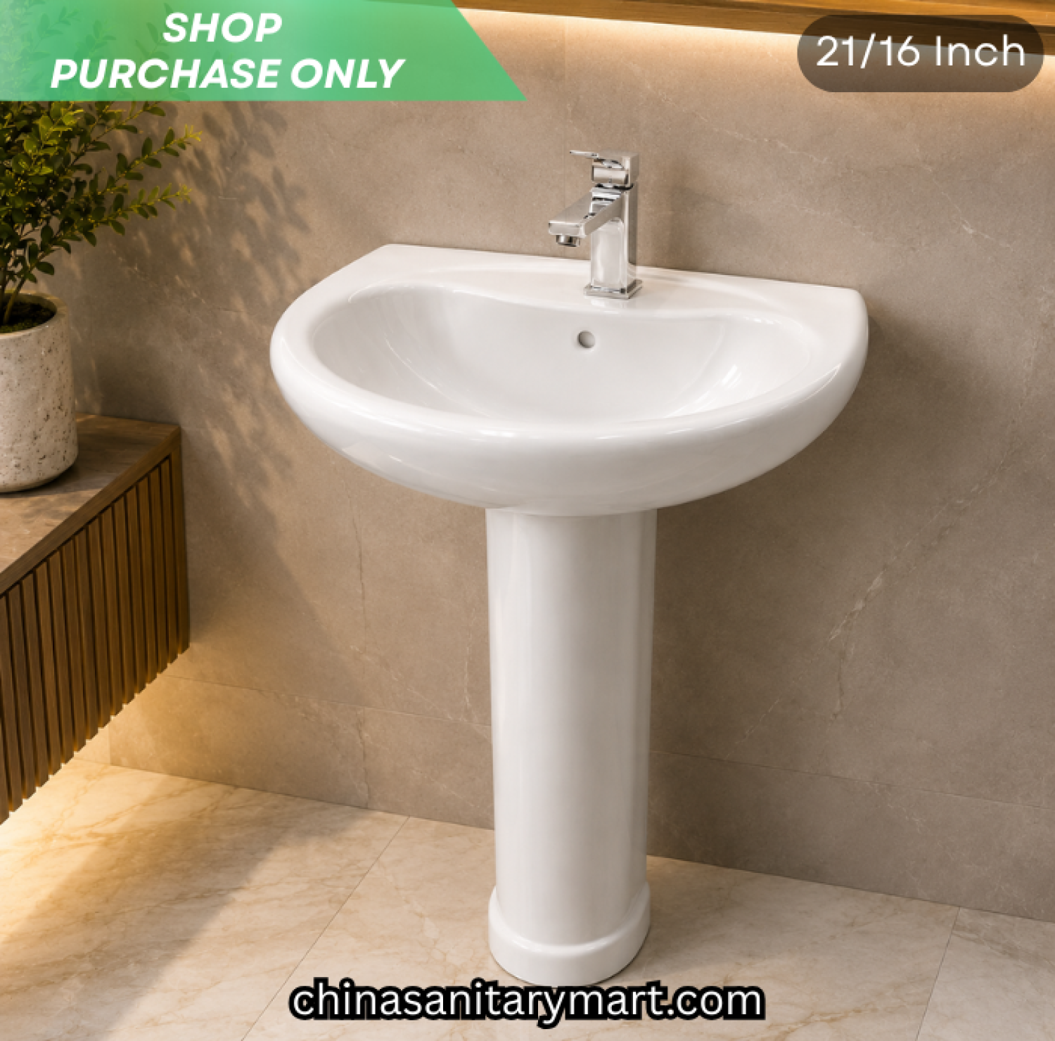 21x16 inch CH121 moon pedestal basin, white ceramic pedestal wash basin, moon shape bathroom basin, glossy white pedestal basin, CH121 wash basin
