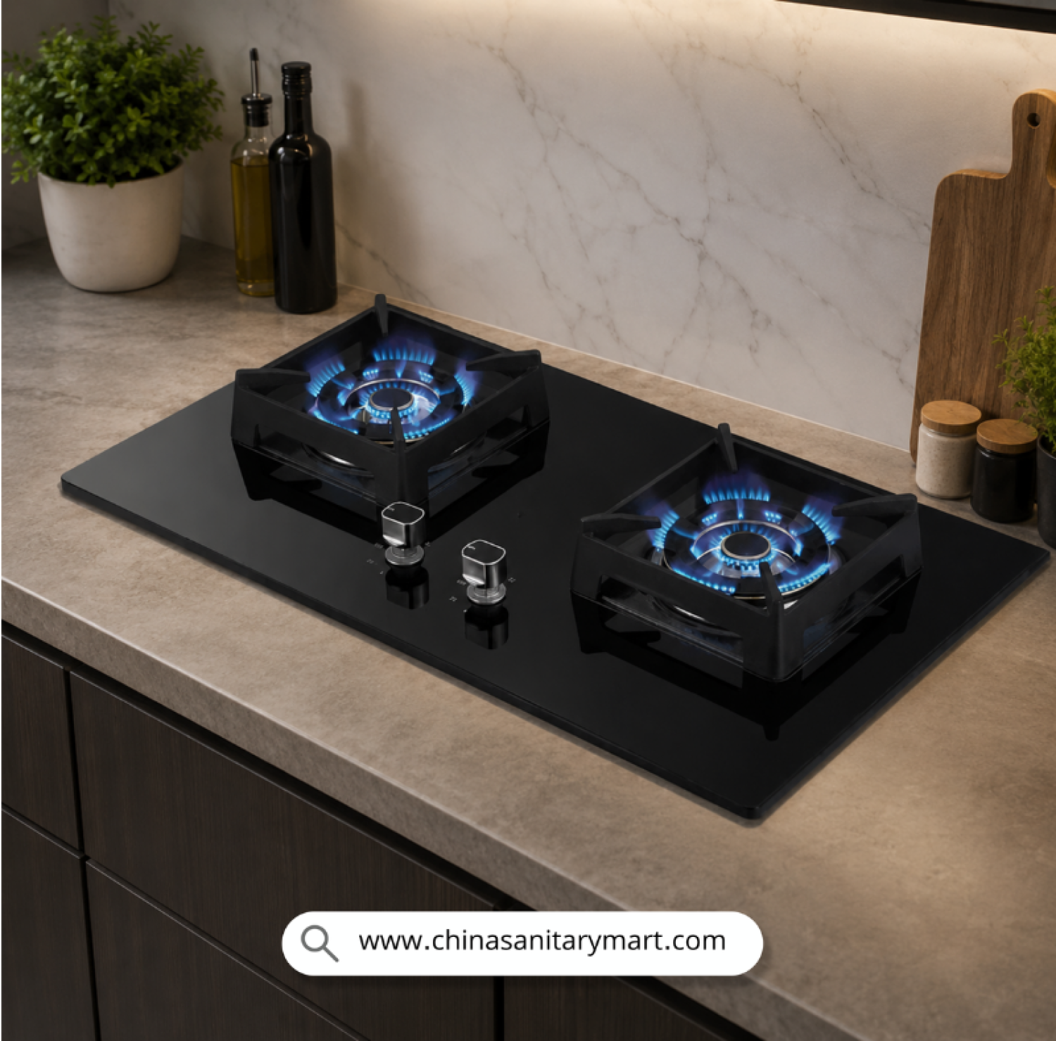 Black & Decker  2 Burners  Ceramic Panel  Matt Black  Gas Stove  Kitchen Appliances  Safety Device  China Sanitary Mart