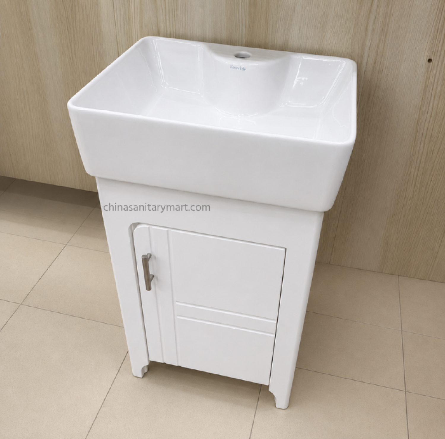 15×19 Inch PVC Cabinet with Ceramic Basin Compact Bathroom Vanity Cabinet with Ceramic Wash Basin Waterproof PVC Bathroom Cabinet with Integrated Basin Modern Freestanding Bathroom Basin Cabinet