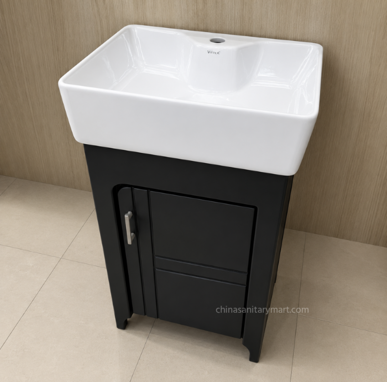 15×19 Inch PVC Cabinet with Ceramic Basin Compact Bathroom Vanity Cabinet with Ceramic Wash Basin Waterproof PVC Bathroom Cabinet with Integrated Basin Modern Freestanding Bathroom Basin Cabinet