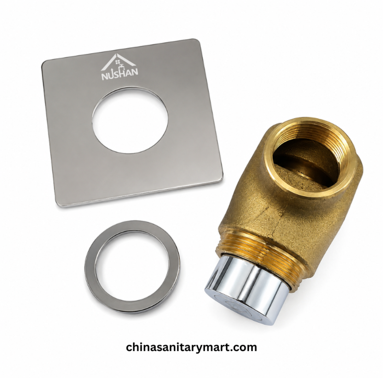 NUSHAN Push Valve 1¼ Inch, brass push valve, chrome push button valve, concealed bathroom valve, NUSHAN sanitary valve, 1.25 inch push valve