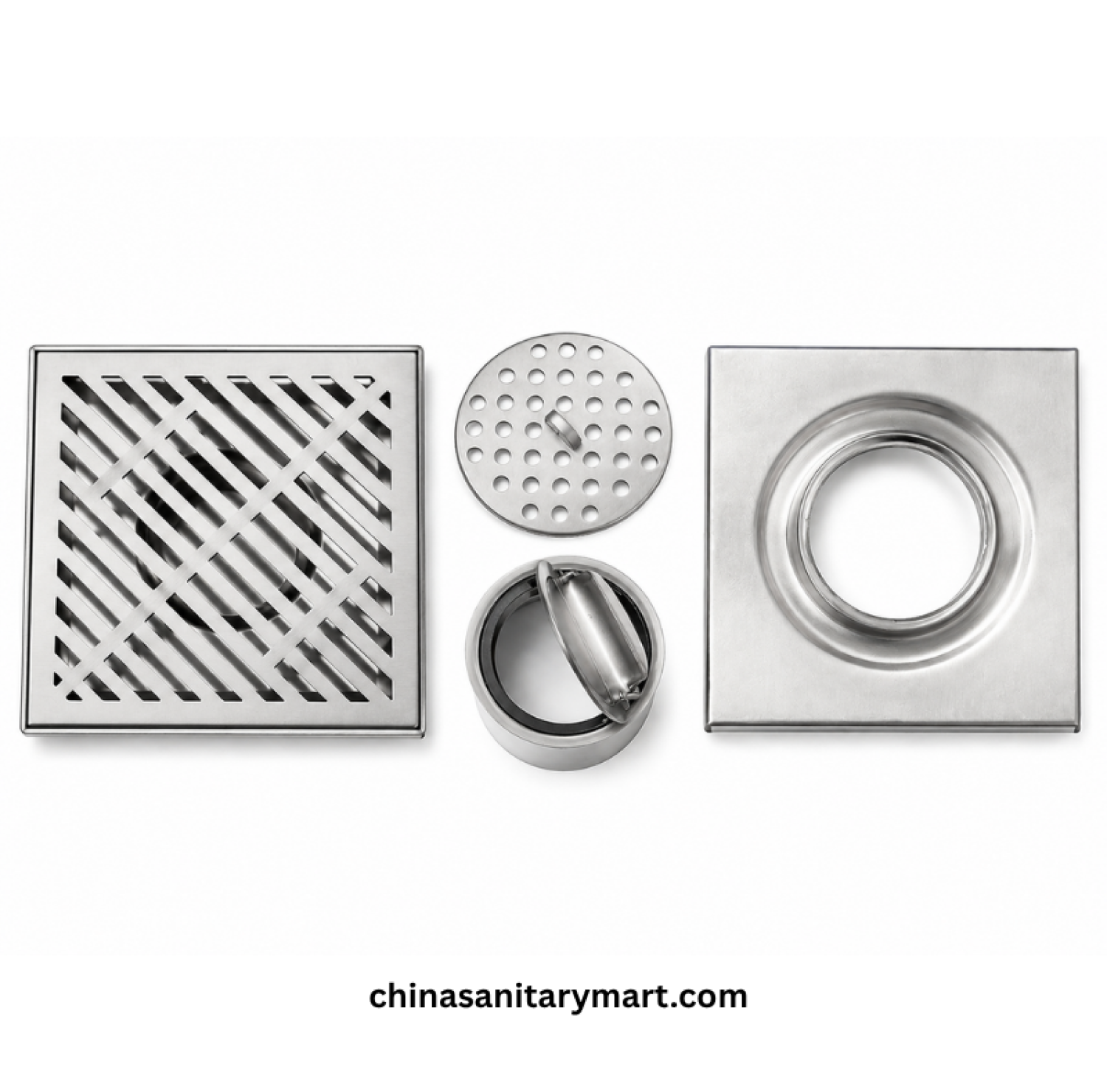 5x5 Inch ENM 203M Matte Floor Drain, square bathroom floor drain, matte floor drain, cross slot floor drain, shower drain, bathroom drainage