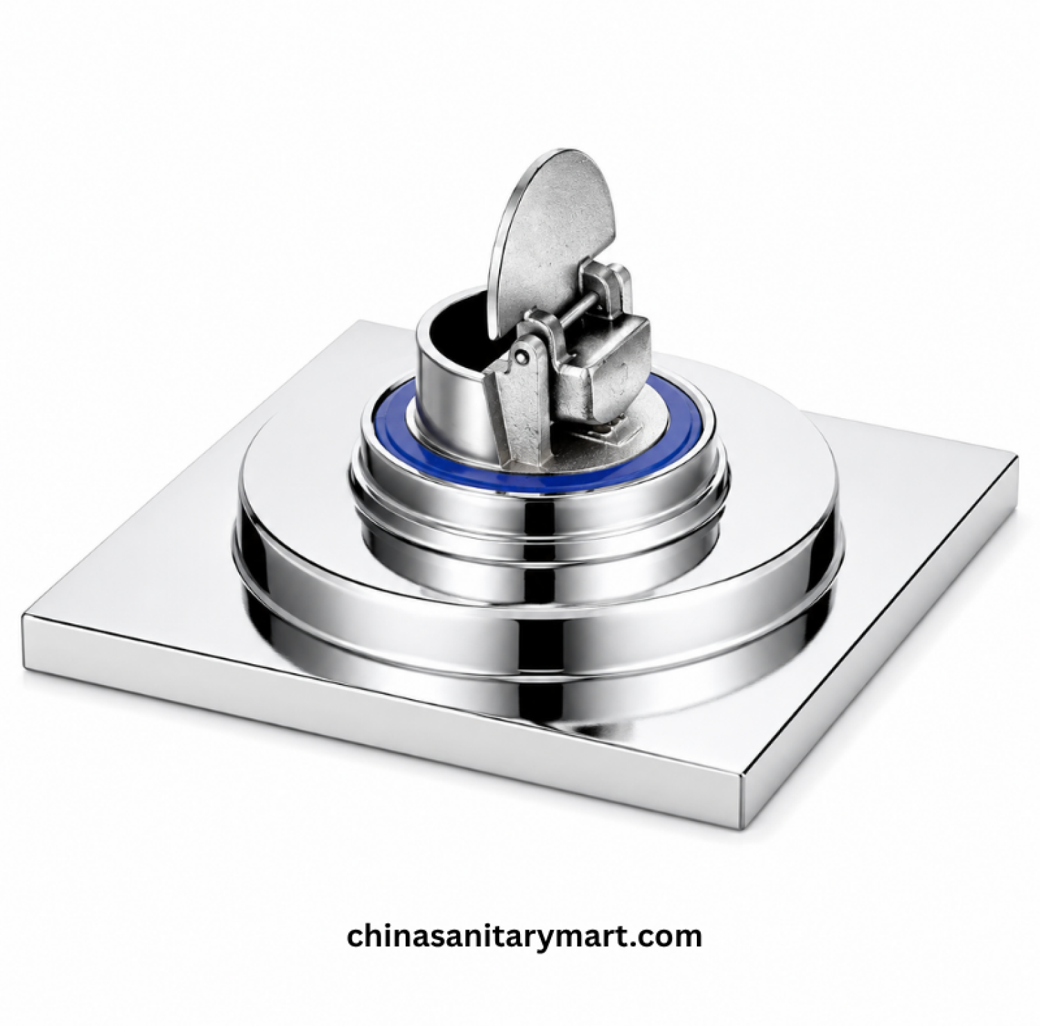5x5 Inch ENM VIP Model Bathroom Floor Drain, VIP square floor drain, chrome bathroom drain, vertical slot floor drain, shower drain, bathroom waste drain