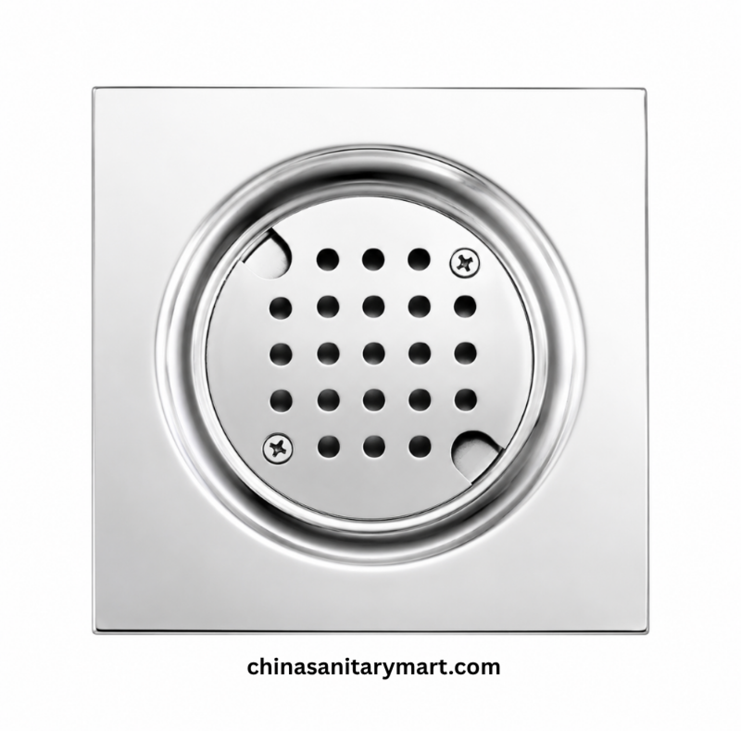 5x5 Inch FD-1773 Nushan Round Cover Bathroom Floor Drain, Nushan floor drain, round cover drain, chrome bathroom drain, square shower floor drain