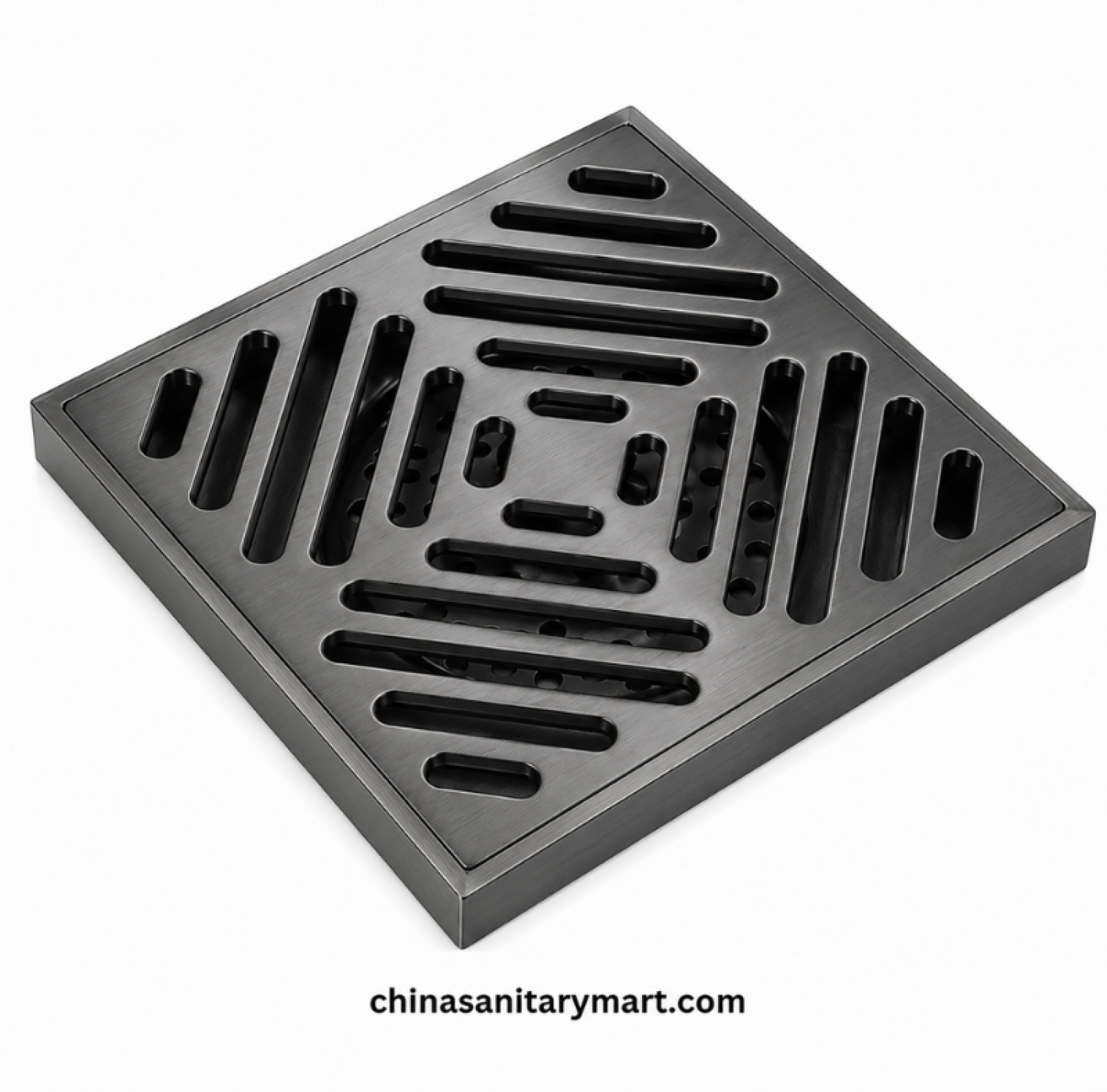 5x5 Inch MCN Heavy M2 Brass Matte Grey Bathroom Floor Drain, MCN brass floor drain, matte grey bathroom drain, heavy duty shower drain