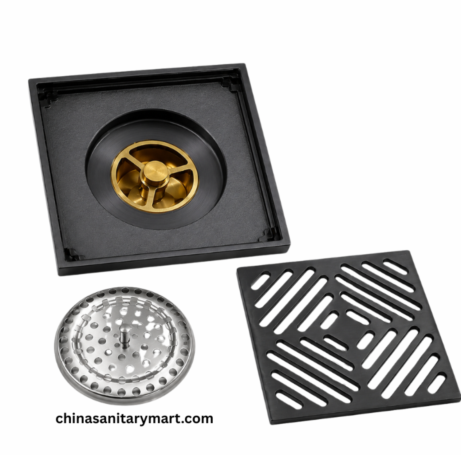 5x5 Inch MCN Heavy M2 Brass MB Matte Black Bathroom Floor Drain, MCN brass floor drain, matte black bathroom drain, heavy duty shower drain