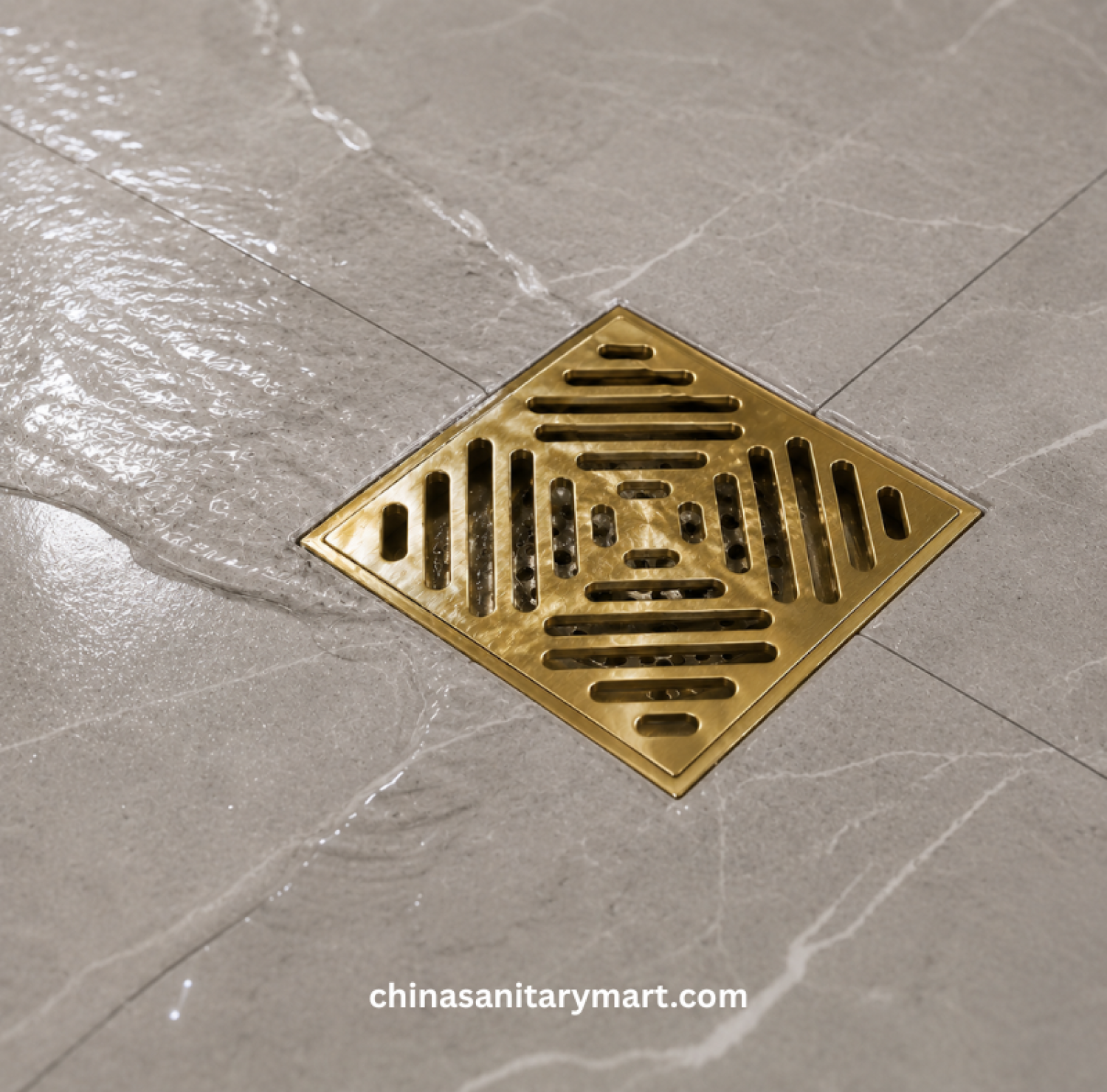 5x5 Inch MCN Heavy M2 Brass MG Matte Gold Bathroom Floor Drain, MCN brass floor drain, matte gold bathroom drain, heavy duty shower drain