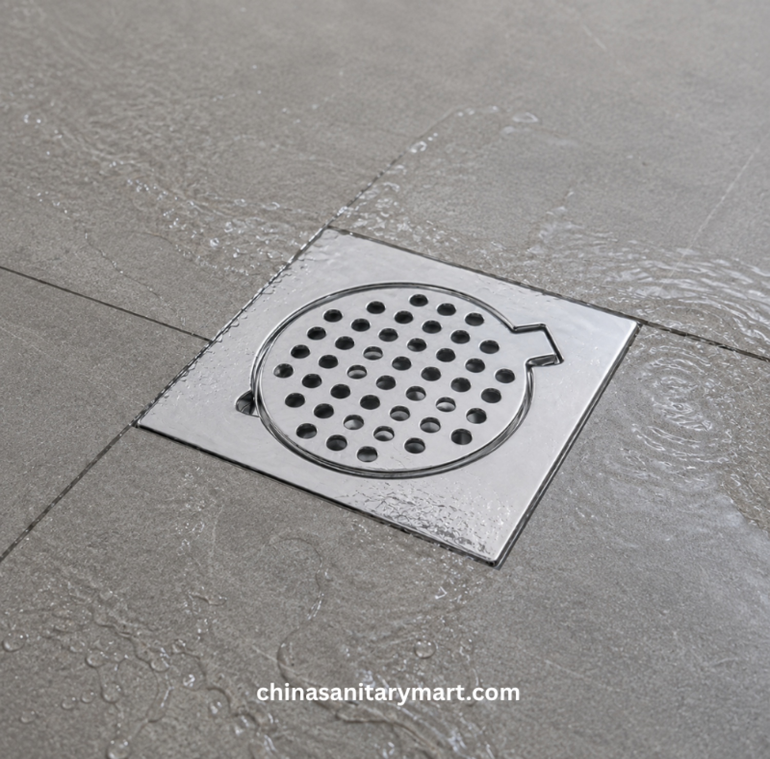 6x6 Inch Dolphin PICC Bathroom Floor Drain, stainless steel floor drain, round perforated bathroom drain, Dolphin PICC drain, shower floor drain