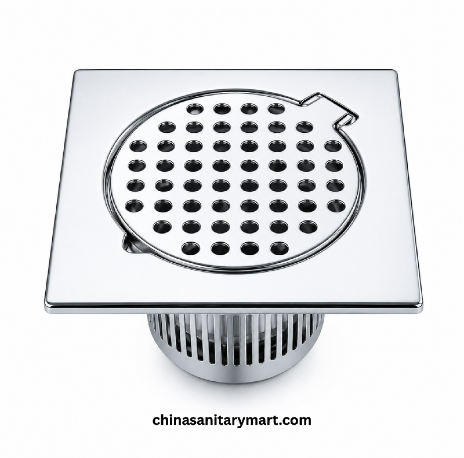 6x6 Inch Dolphin PICC Bathroom Floor Drain, stainless steel floor drain, round perforated bathroom drain, Dolphin PICC drain, shower floor drain