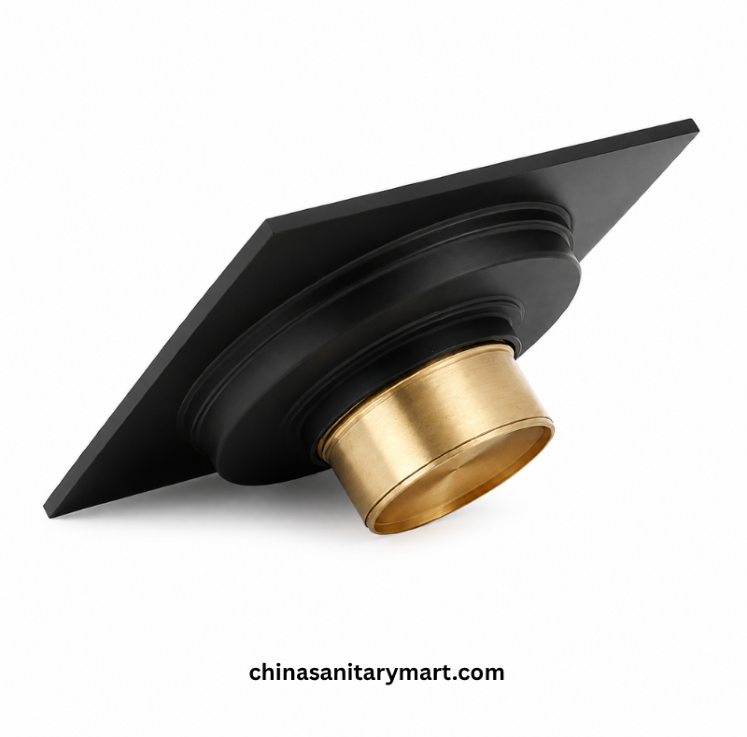 5x5 Inch FT Model B1 Matte Black Bathroom Floor Drain, matte black floor drain, black bathroom drain, round slotted shower drain
