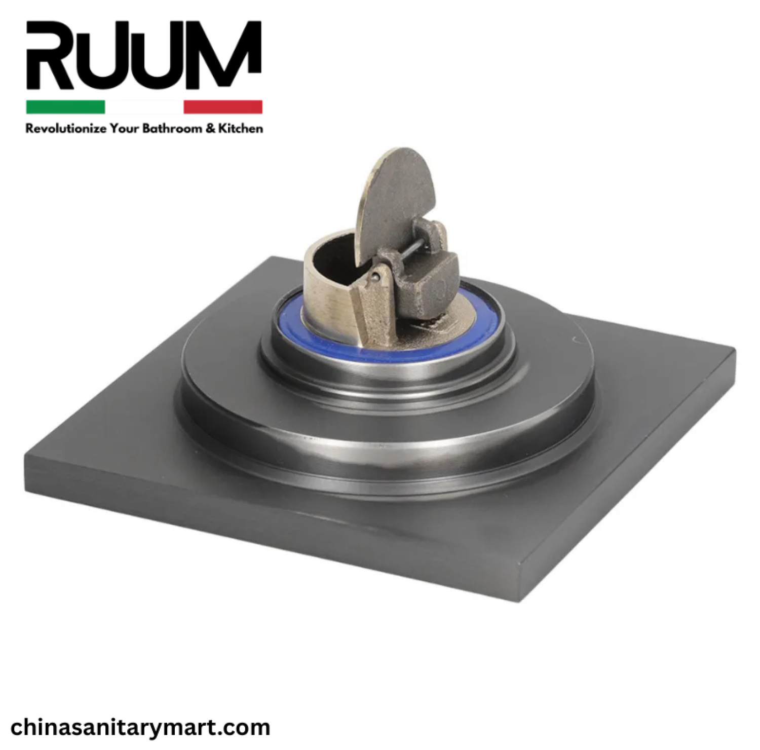 5x5 Inch RUUM VIP Model Bathroom Drain, RUUM VIP floor drain, matte black bathroom drain, square shower drain, RUUM bathroom floor drain