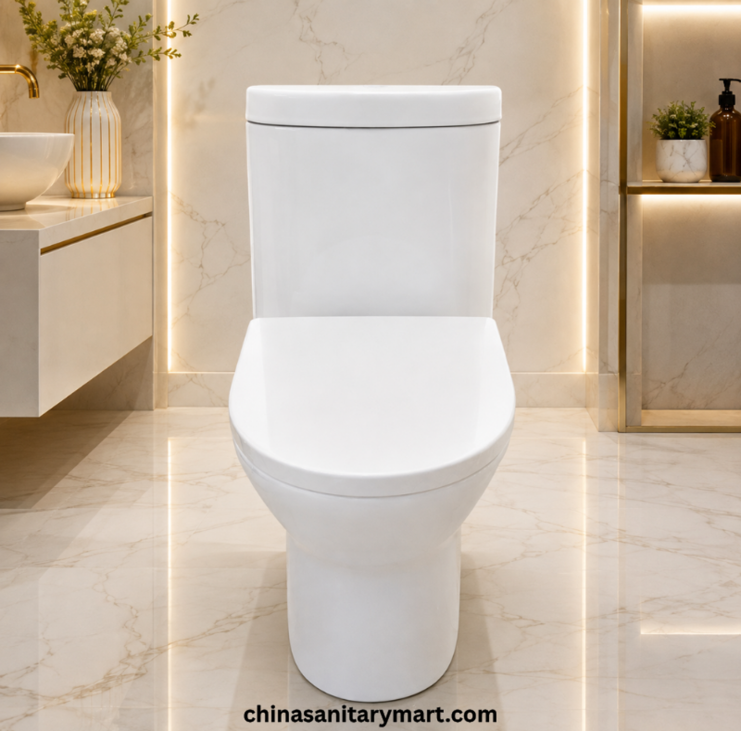 GLZ-1090S Tornado Jet Flush Commode, 15x27 inch one piece commode, white bathroom toilet, tornado flush toilet, modern one piece toilet