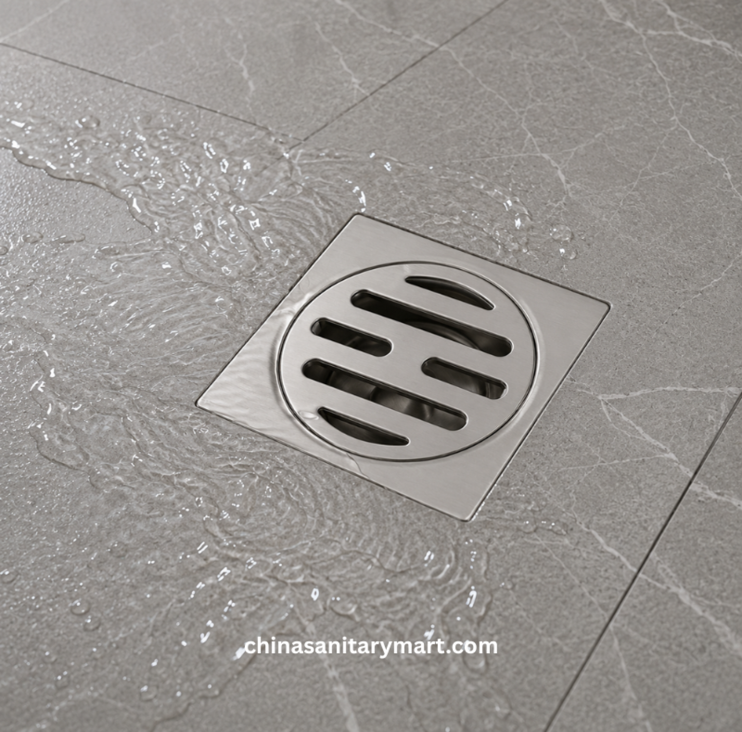 3x3 Inch FT Floor Drain, stainless steel bathroom floor drain, 75x75mm floor drain, round cover drain, shower floor drain, brushed steel bathroom drain