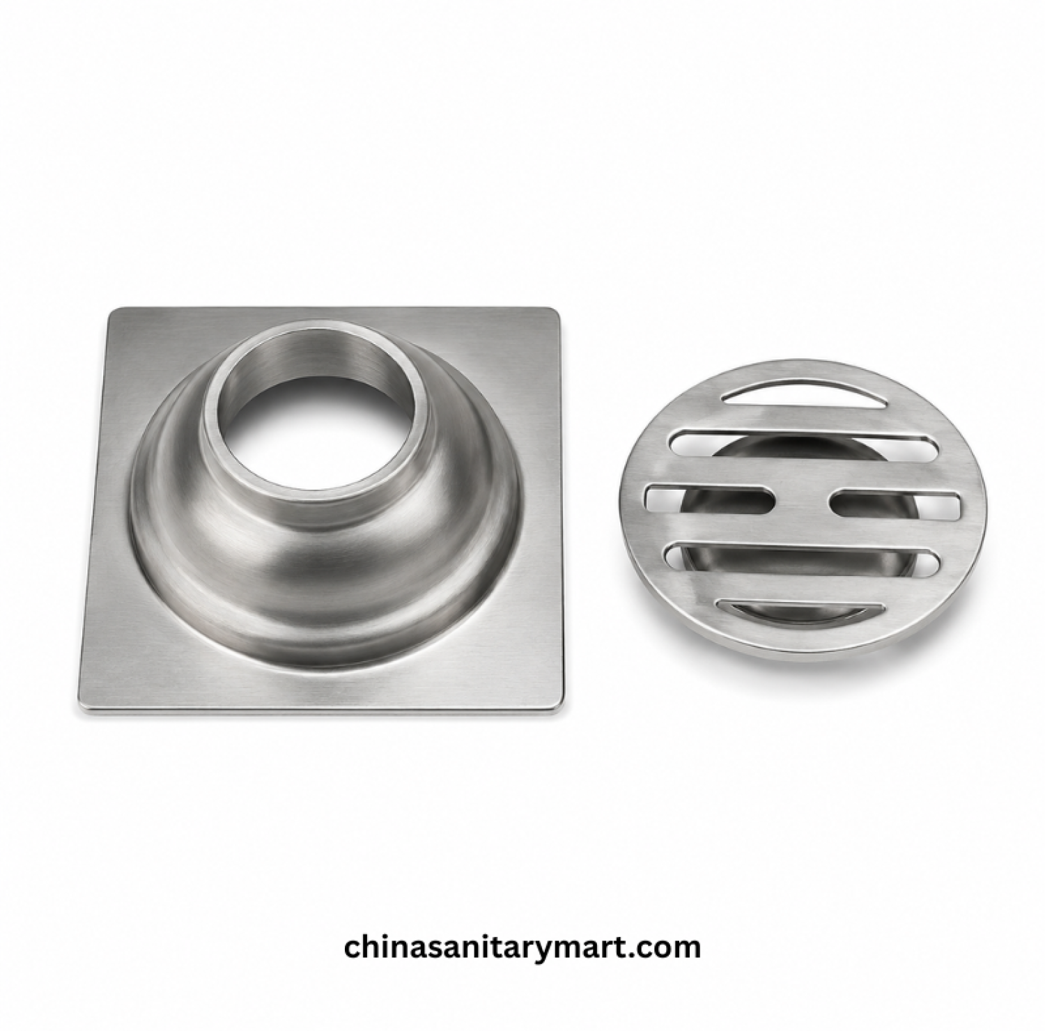 3x3 Inch FT Floor Drain, stainless steel bathroom floor drain, 75x75mm floor drain, round cover drain, shower floor drain, brushed steel bathroom drain