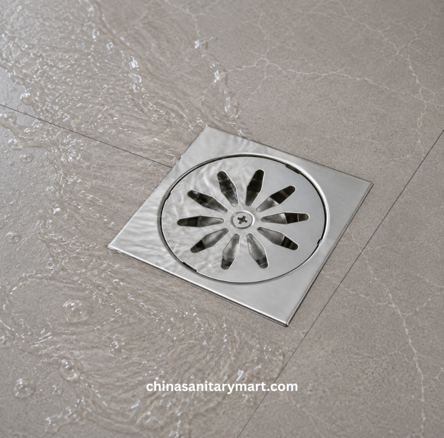 2x2 Inch PICC LT Floor Drain, square bathroom floor drain, slotted floor drain, shower drain, stainless steel finish floor drain, bathroom drainage