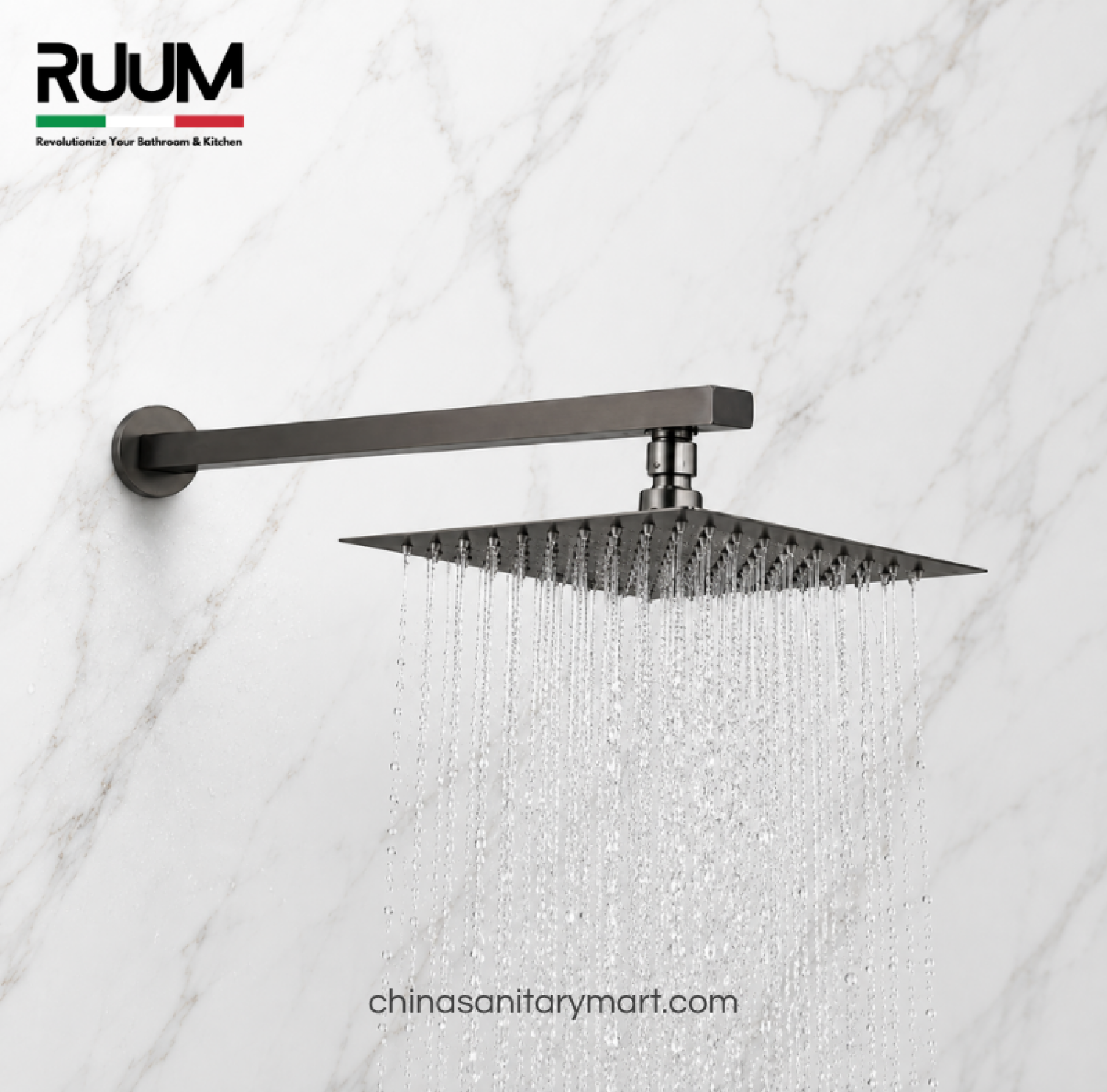 five way shower mixer gun metal, push button shower system, gun metal concealed shower mixer, rain shower hand shower set, RUUM shower mixer