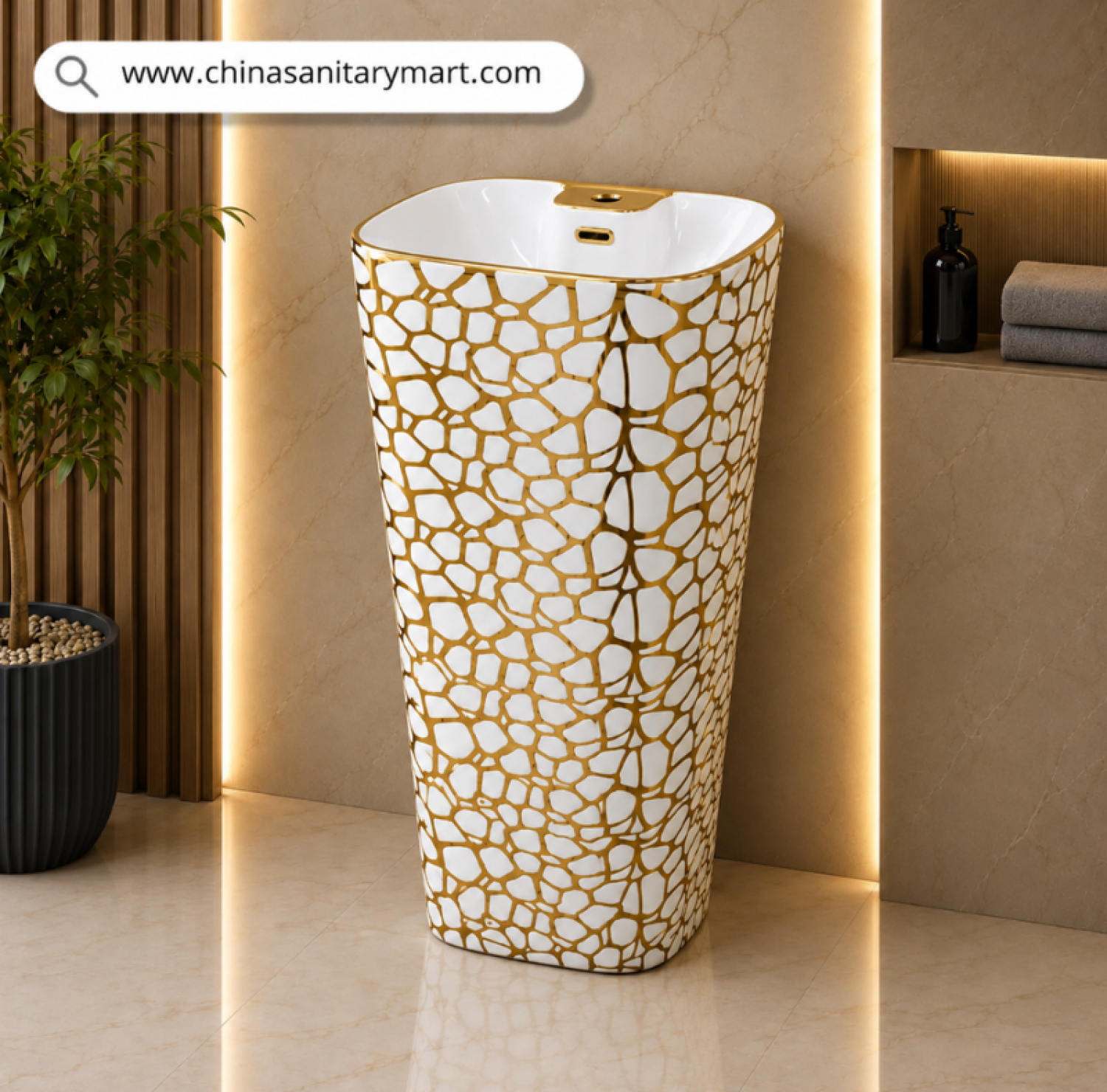15/18 inch white golden bubble marble drum basin, golden marble shed basin, luxury floor mounted bathroom basin, designer drum basin, white gold basin