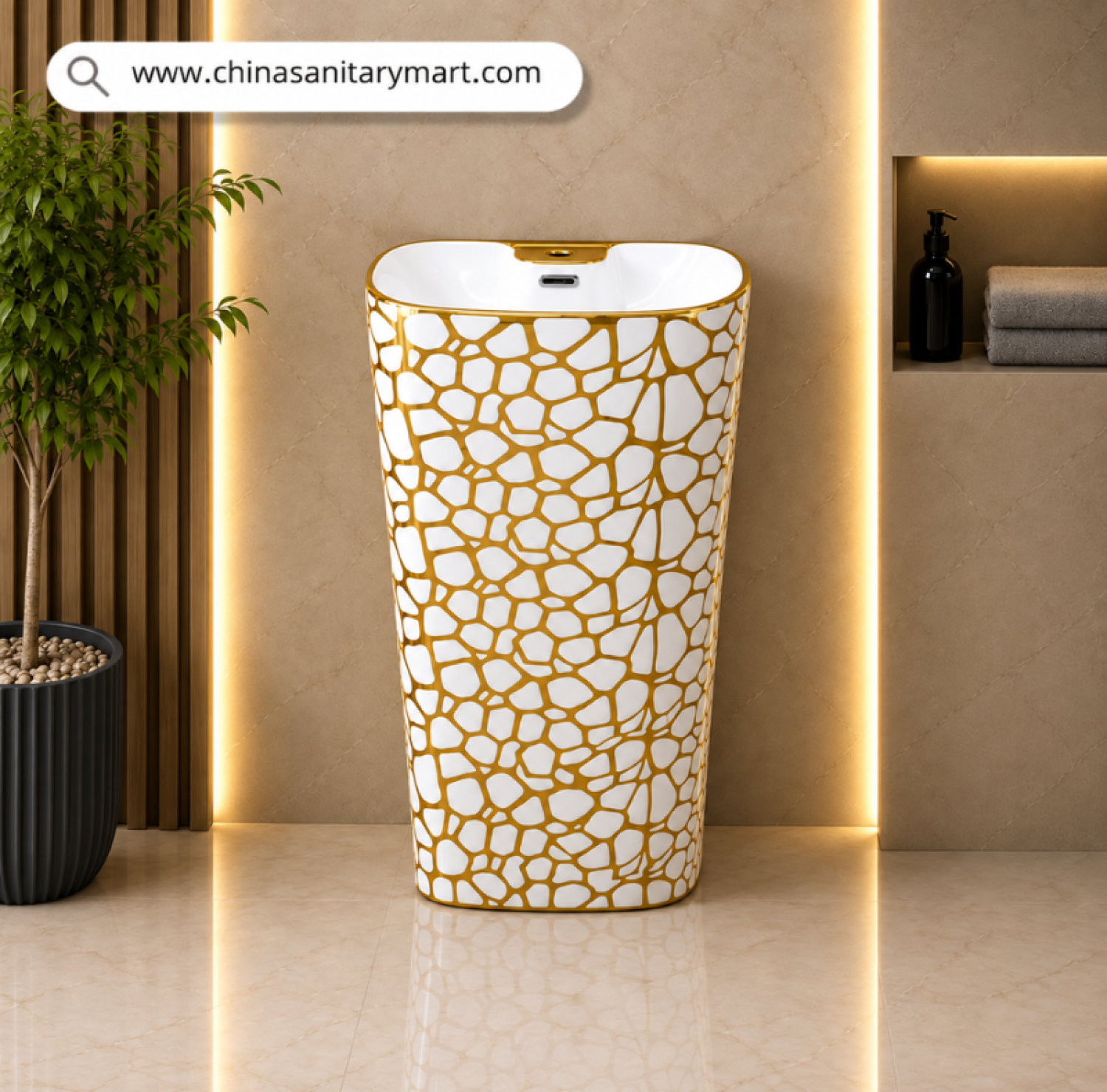 15/18 inch white golden bubble marble drum basin, golden marble shed basin, luxury floor mounted bathroom basin, designer drum basin, white gold basin