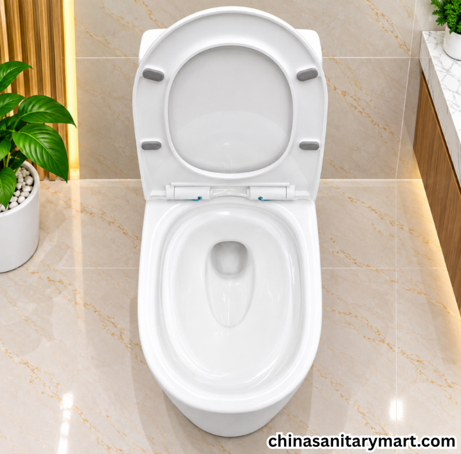 IS-M005 Tornado Jet Flush One Piece Commode, white one piece toilet, tornado flush commode, jet flush toilet, modern white commode