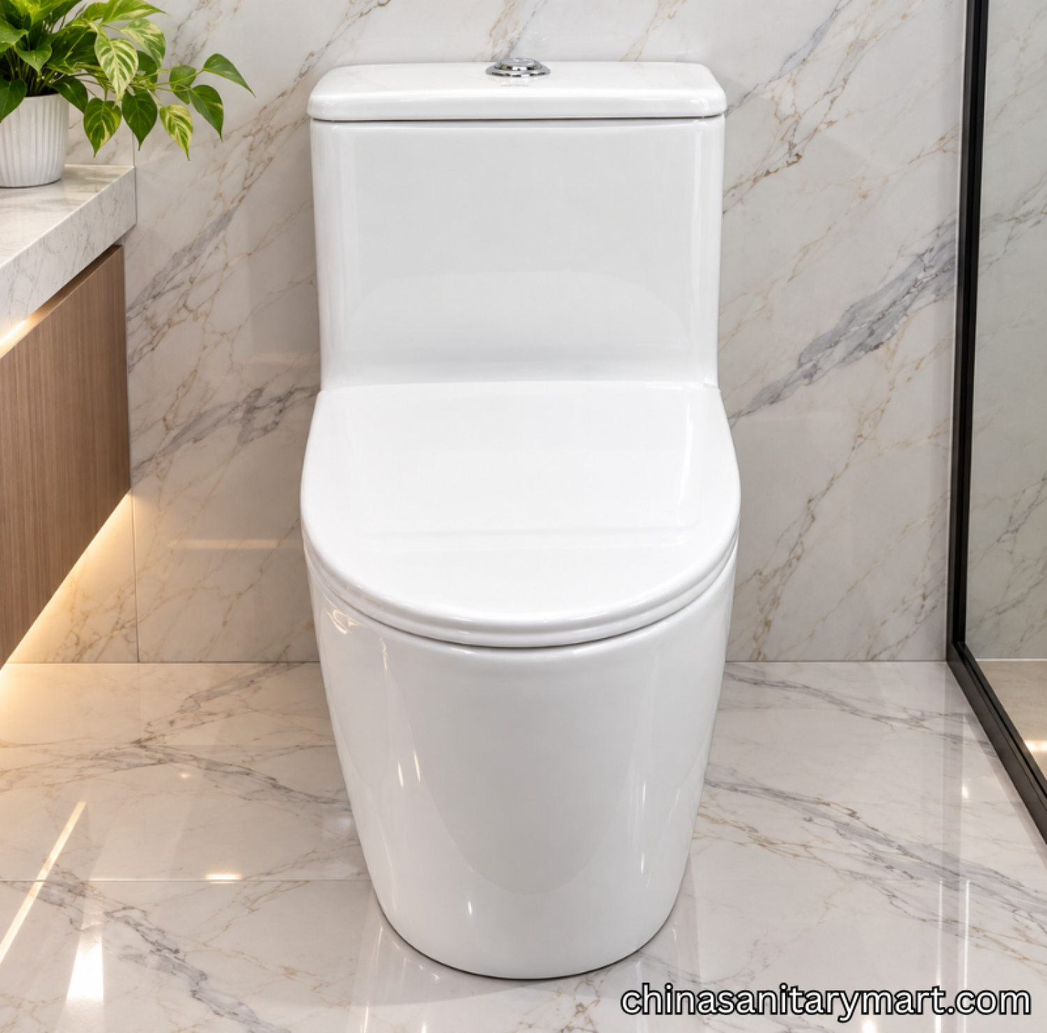 IS-TH09 white one piece commode, tornado jet flush toilet, modern white toilet, IS-TH09 bathroom commode