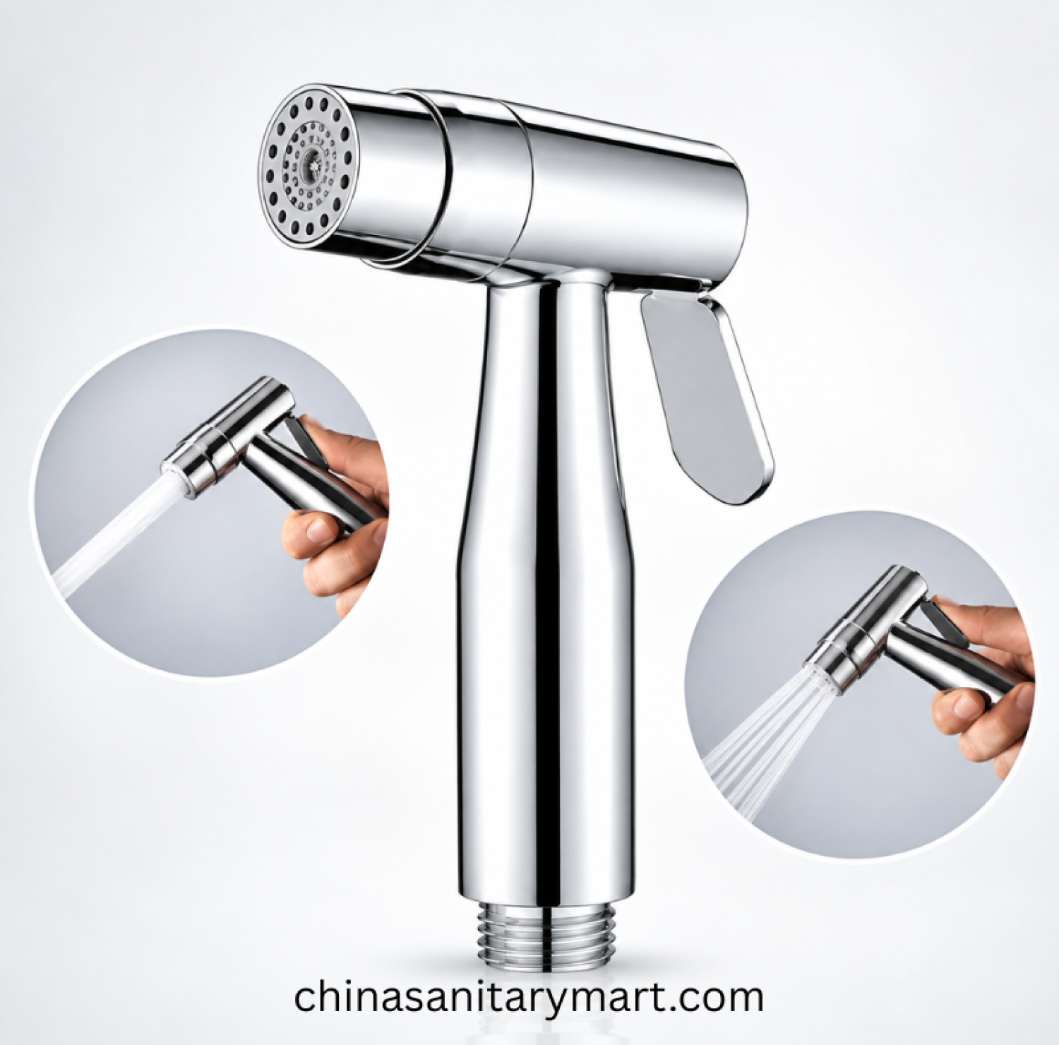 Mecan Two Mode Push Shower CP Chrome, chrome bidet spray, two mode push shower, Mecan bathroom hand shower, chrome toilet spray