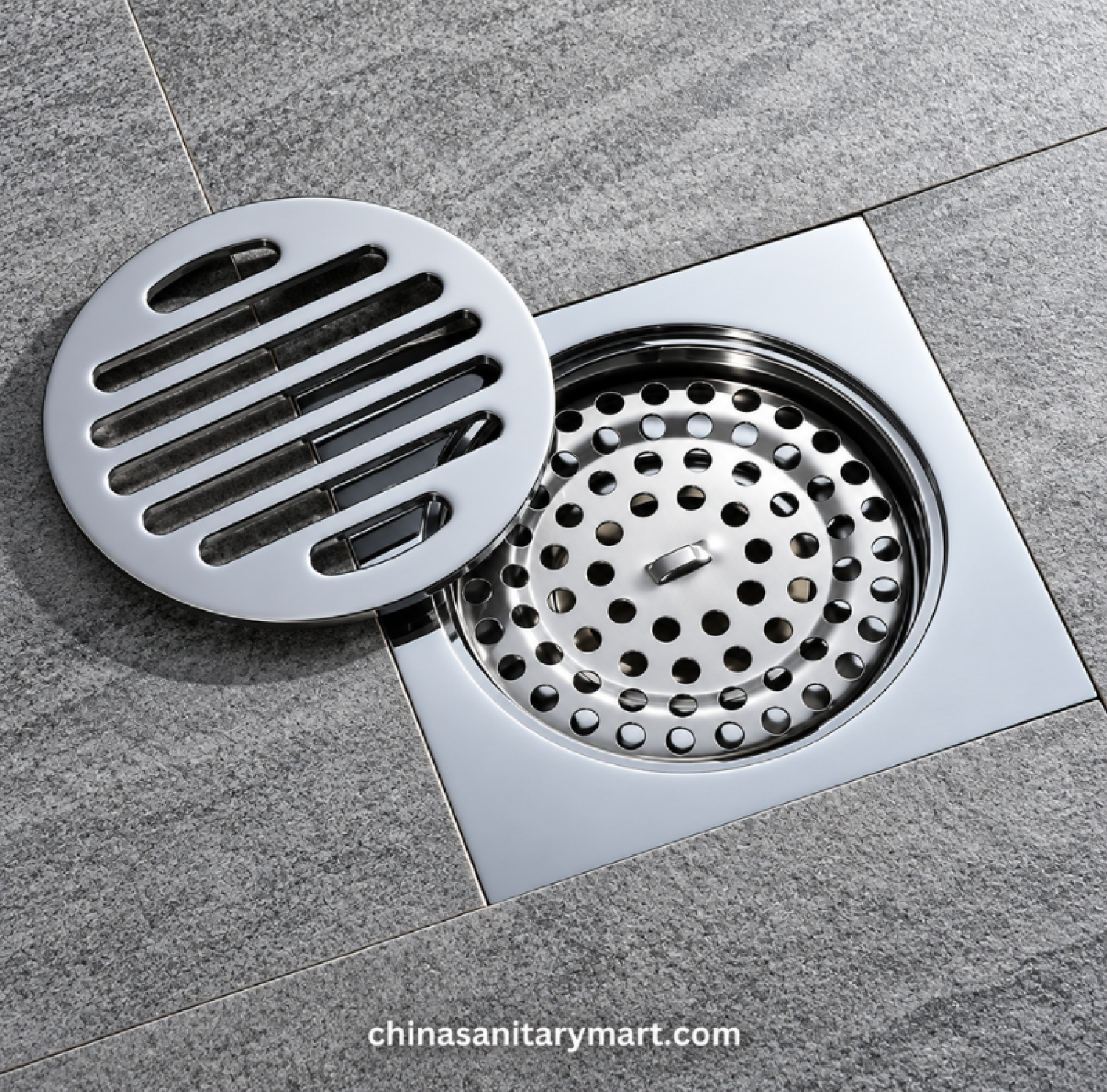 5×5 inch Ft Model B1 CP bathroom floor drain, chrome square floor drain, bathroom drain cover, B1 CP floor drain