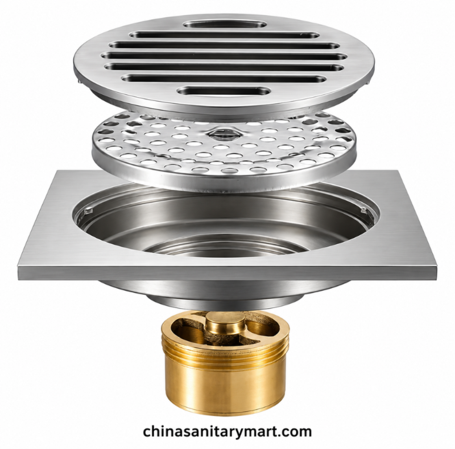 5×5 inch Ft Model B1 CP bathroom floor drain, chrome square floor drain, bathroom drain cover, B1 CP floor drain