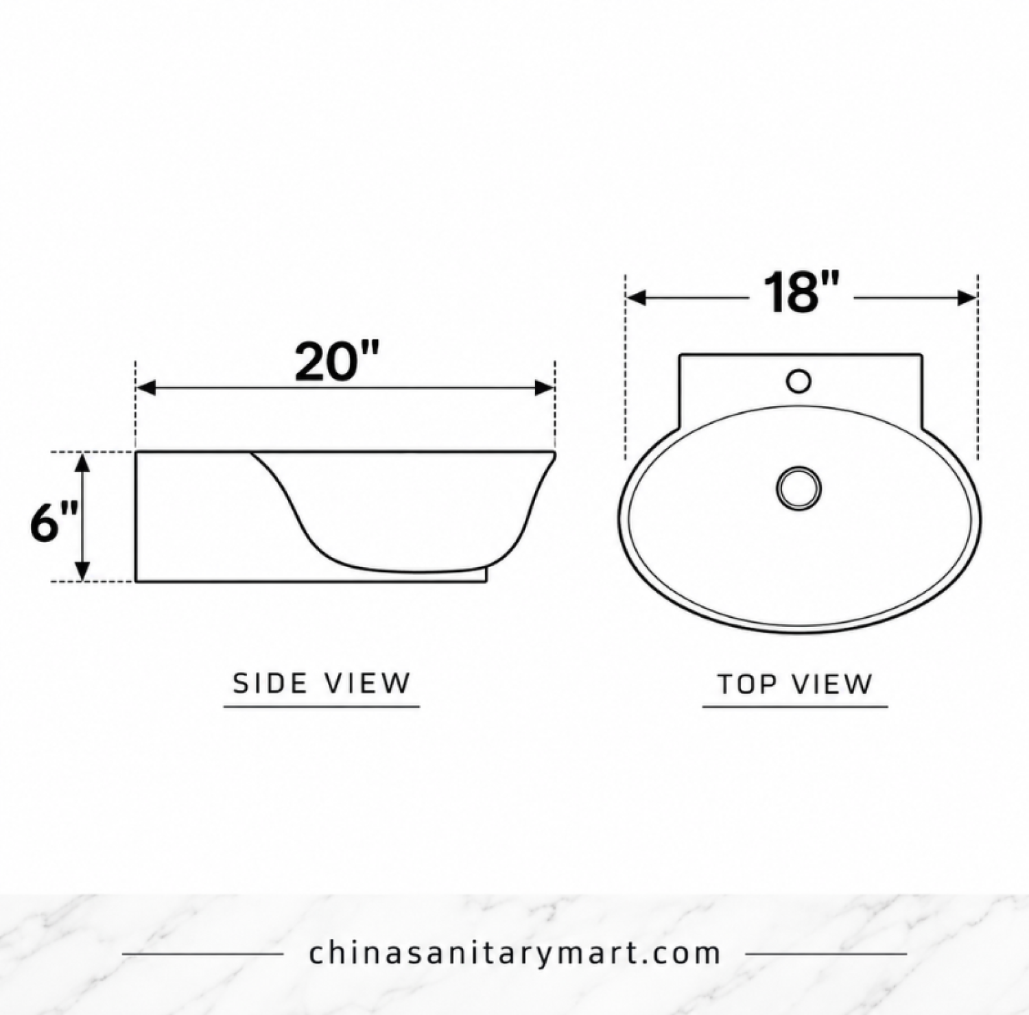 GV wall hung basin 20x18 inch, glossy white wall mounted ceramic basin, GV bathroom basin, wall hung wash basin Bangladesh
