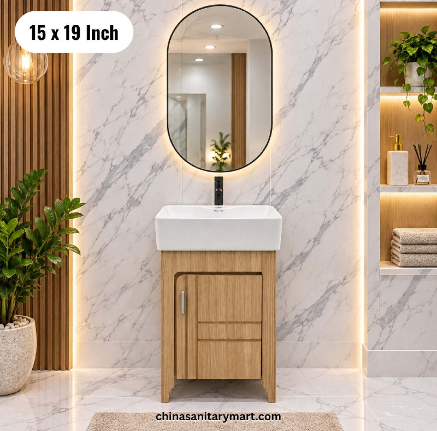 15x19 wooden basin cabinet set, countertop basin with wooden vanity, bathroom cabinet with faucet and mirror, wooden bathroom vanity Bangladesh