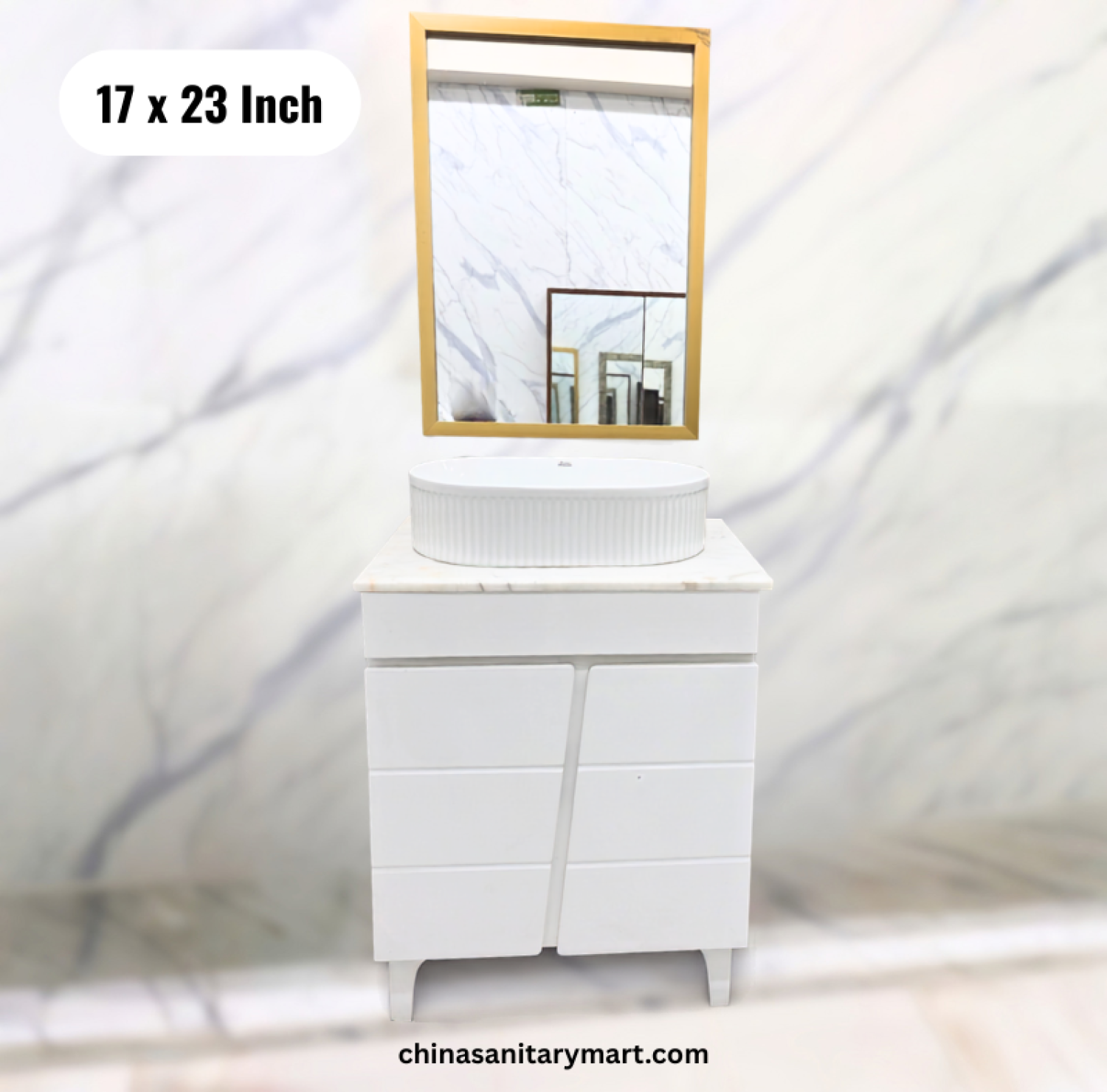 17x23 white basin cabinet, 20x12x5 countertop basin, white bathroom vanity with mirror, countertop basin cabinet Bangladesh