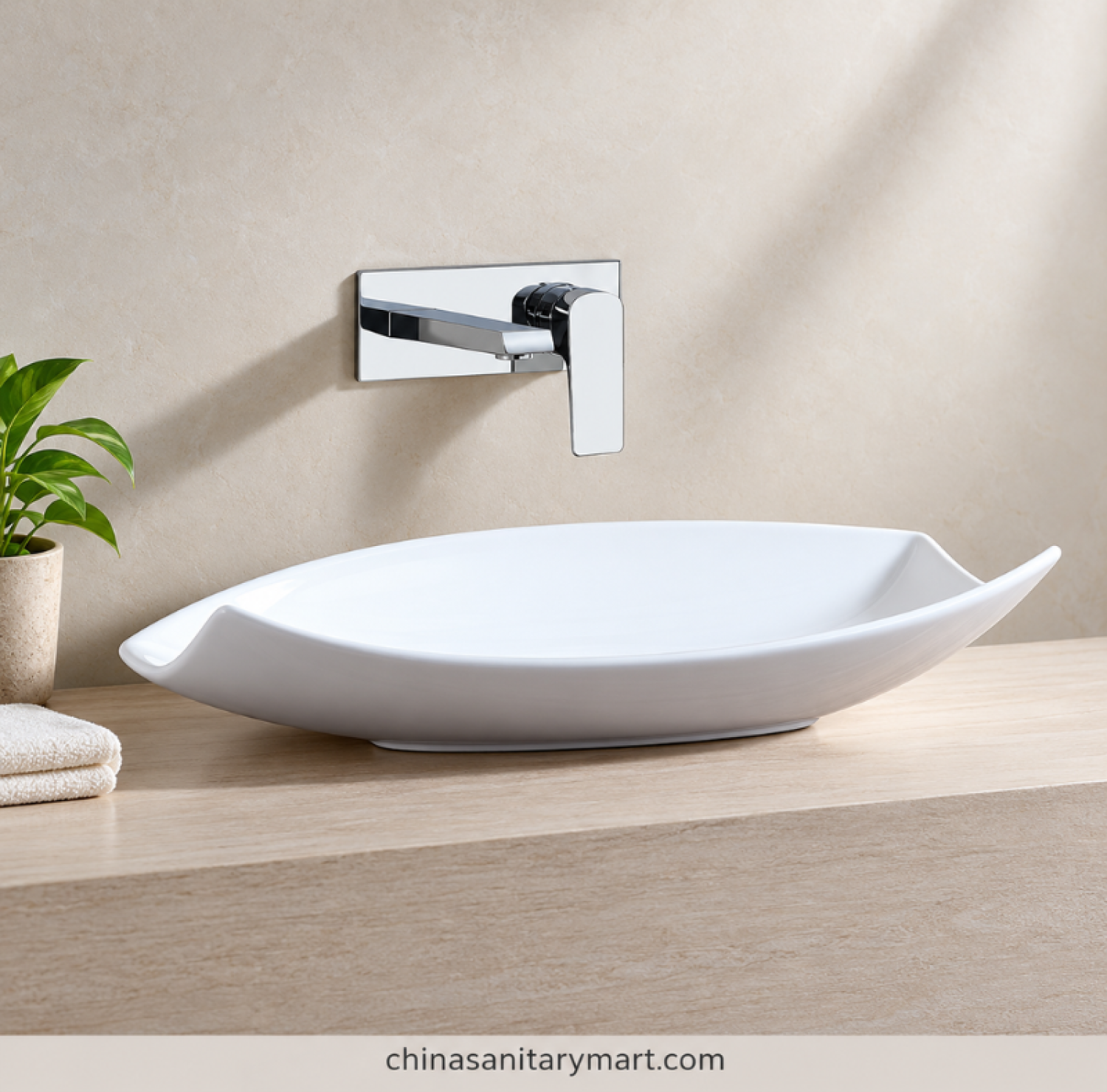 15x29 inch ARAB 8216 top basin, curved white ceramic basin, 29x15 inch countertop basin, modern bathroom top basin