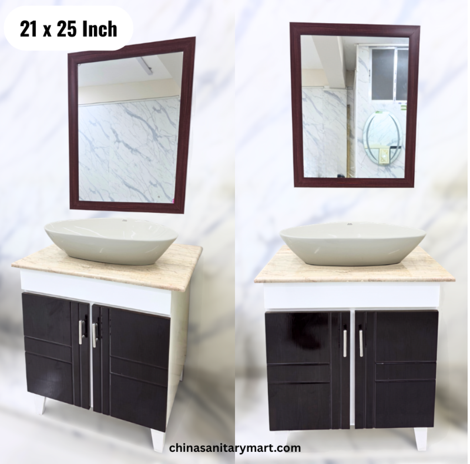 21x25 inch wooden basin cabinet, wooden bathroom vanity, top basin cabinet set, bathroom cabinet with mirror, wooden texture vanity