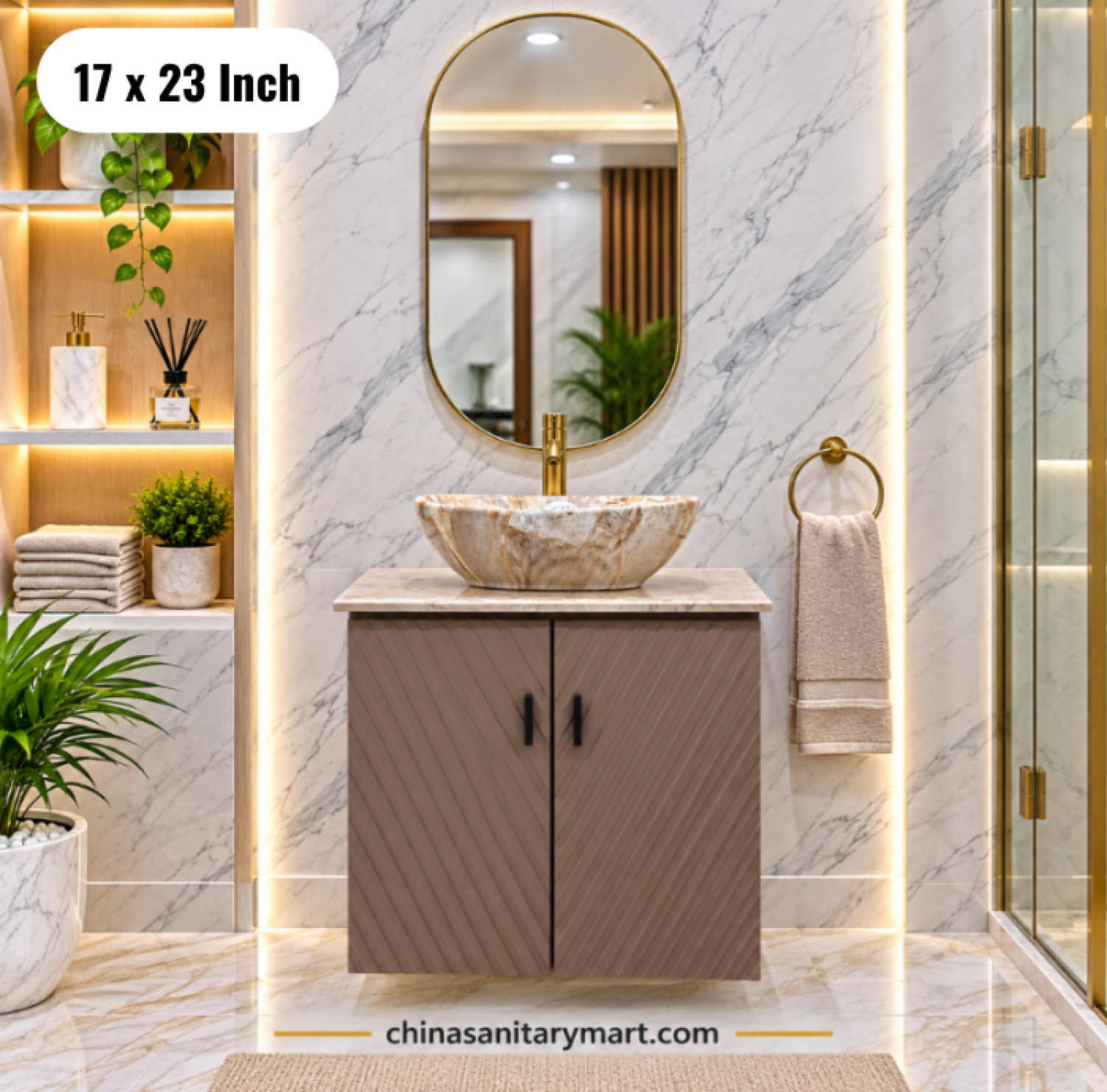 17x23 pink basin cabinet, pink bathroom vanity with top basin, basin cabinet with faucet and mirror, pink bathroom cabinet, bathroom vanity Bangladesh