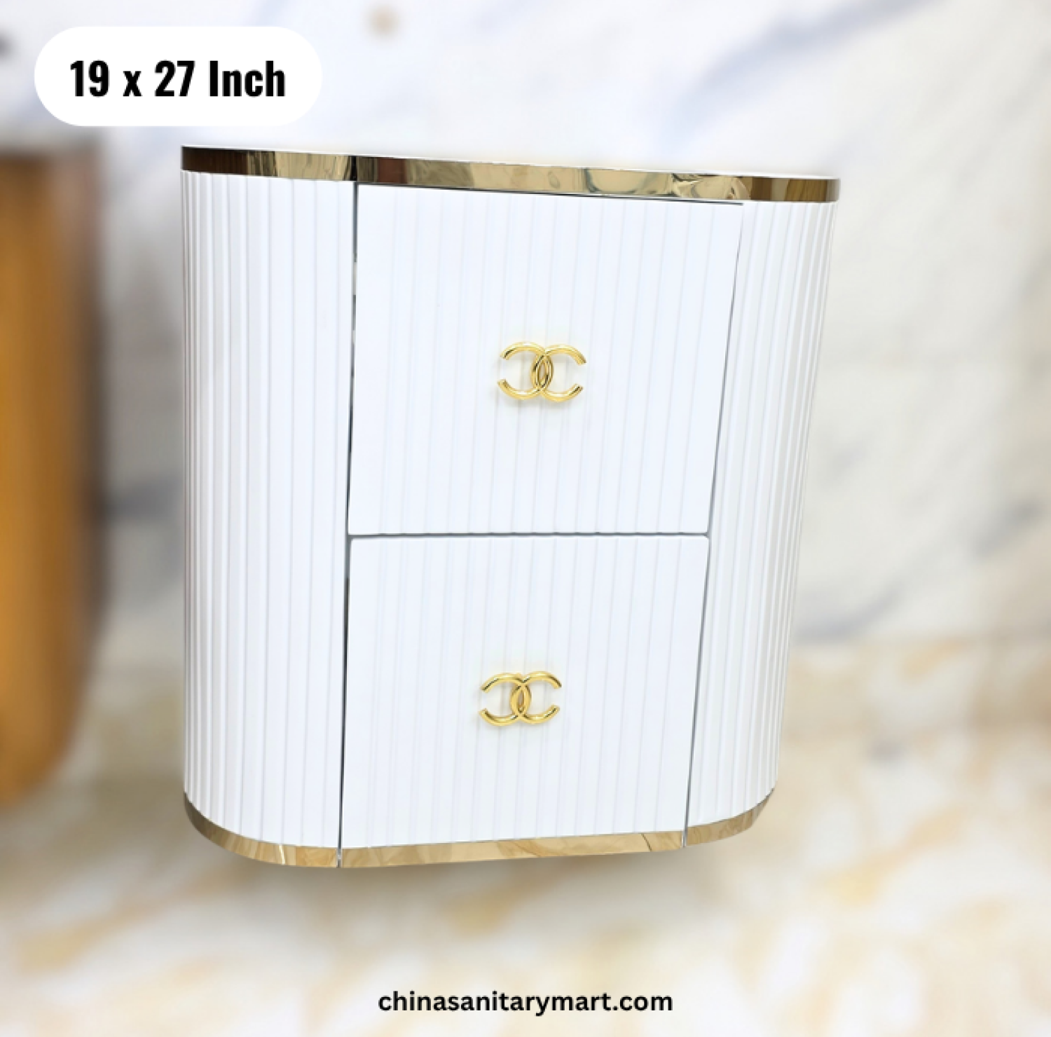 19x27 white gold basin cabinet, white top basin vanity, luxury white gold bathroom cabinet, basin cabinet with faucet and mirror, vanity Bangladesh