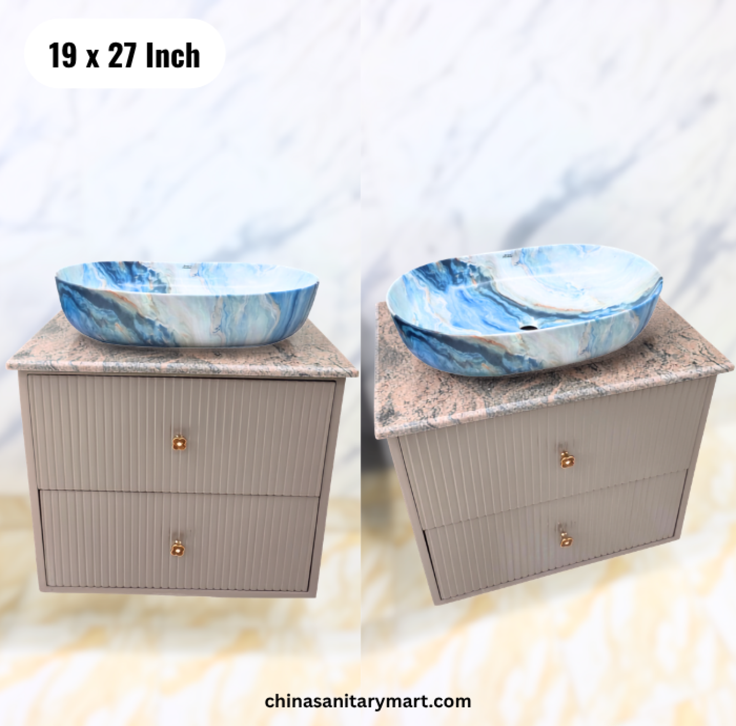 19x27 blue marble basin cabinet, blue marble top basin vanity, bathroom cabinet with faucet, basin cabinet with mirror, blue marble basin cabinet Bangladesh