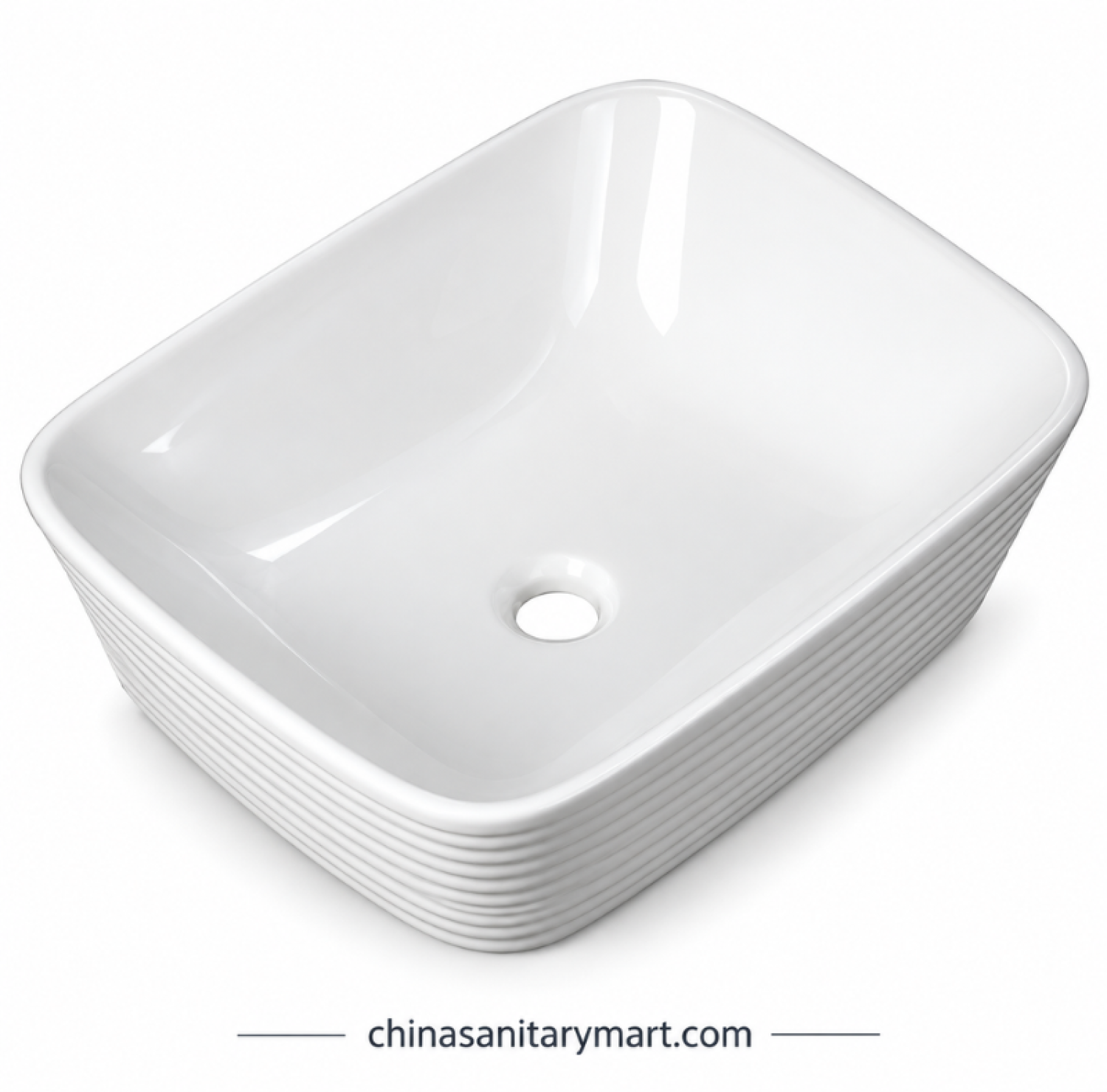 15.5x20 inch 0280 top basin, white ribbed countertop basin, 505x385x160mm basin, rectangular white wash basin, modern top basin