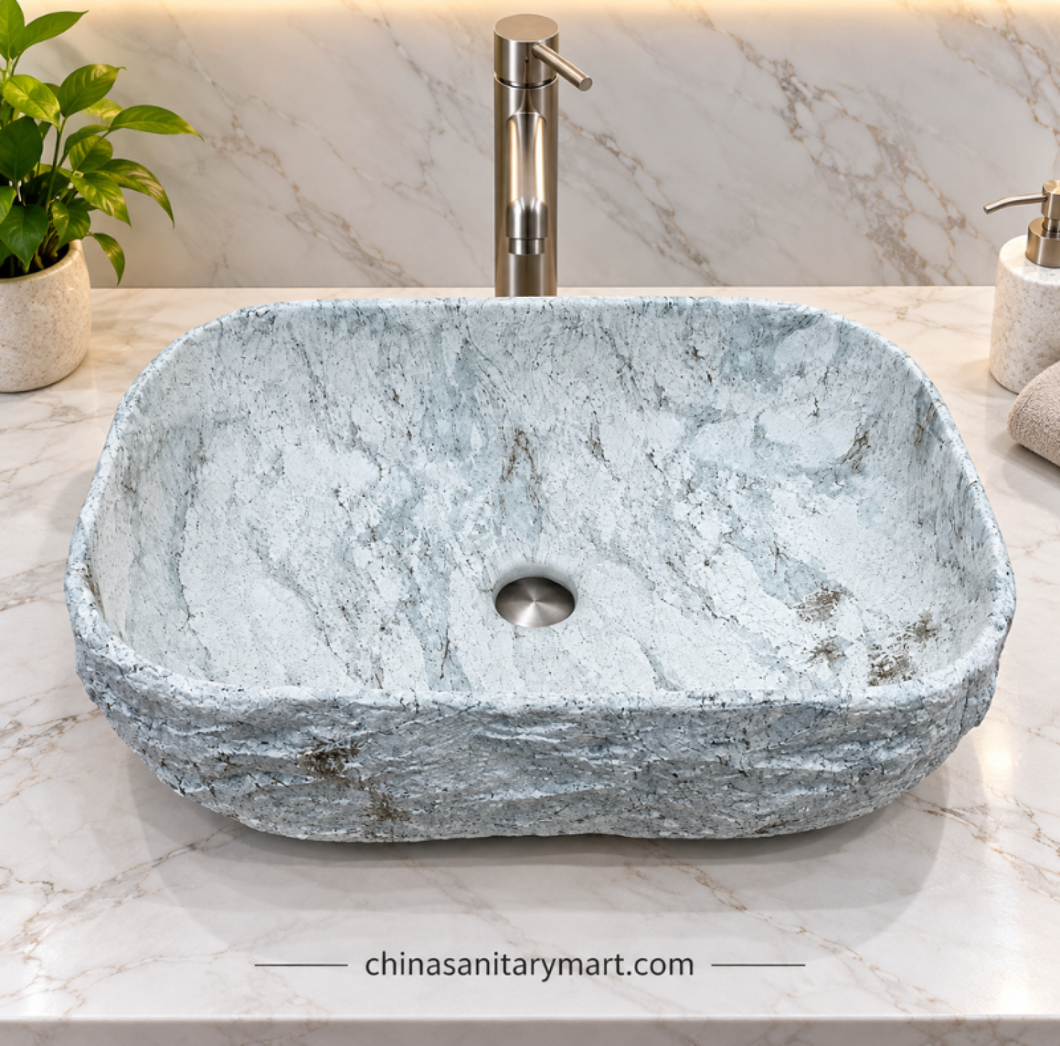12x18 inch grey marble shed stone basin, grey stone countertop basin, marble wash basin, textured stone basin, rectangular grey bathroom basin
