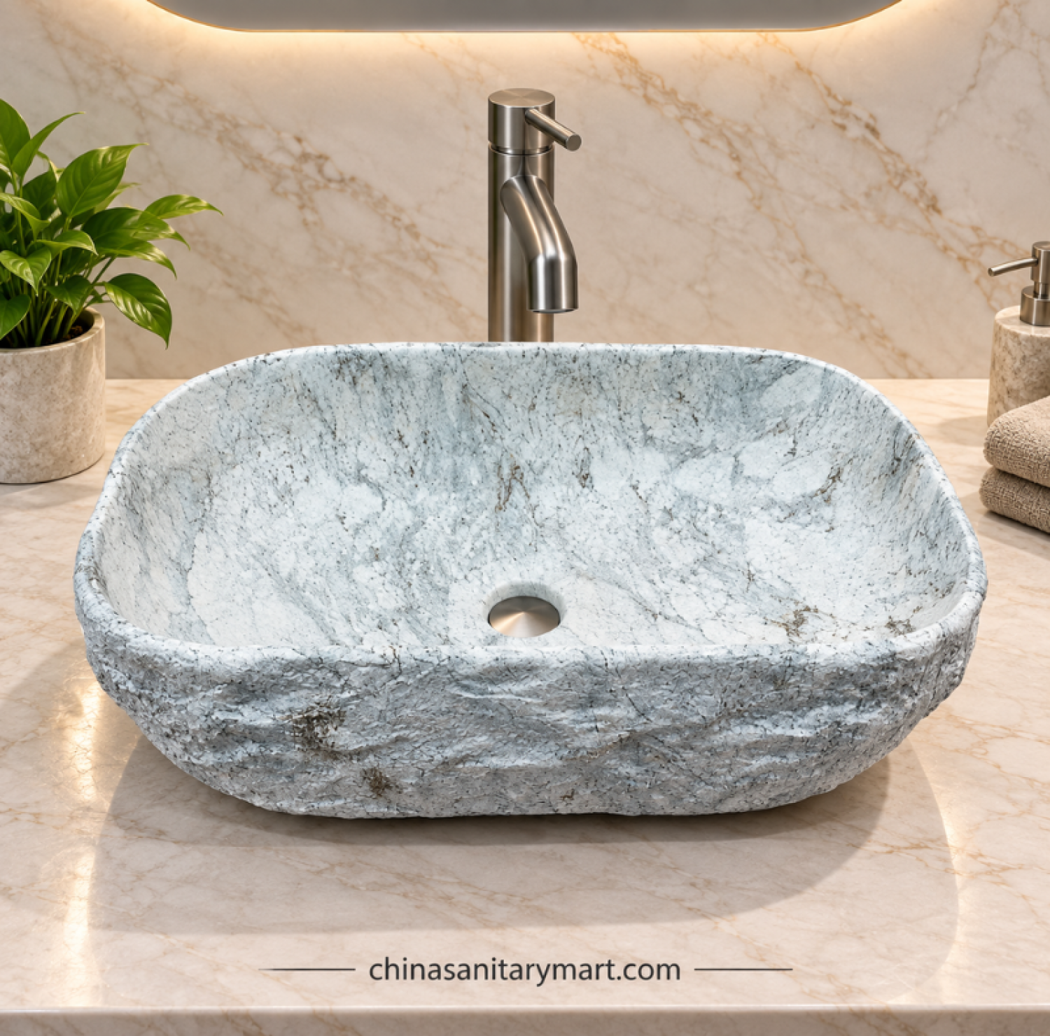 12x18 inch grey marble shed stone basin, grey stone countertop basin, marble wash basin, textured stone basin, rectangular grey bathroom basin