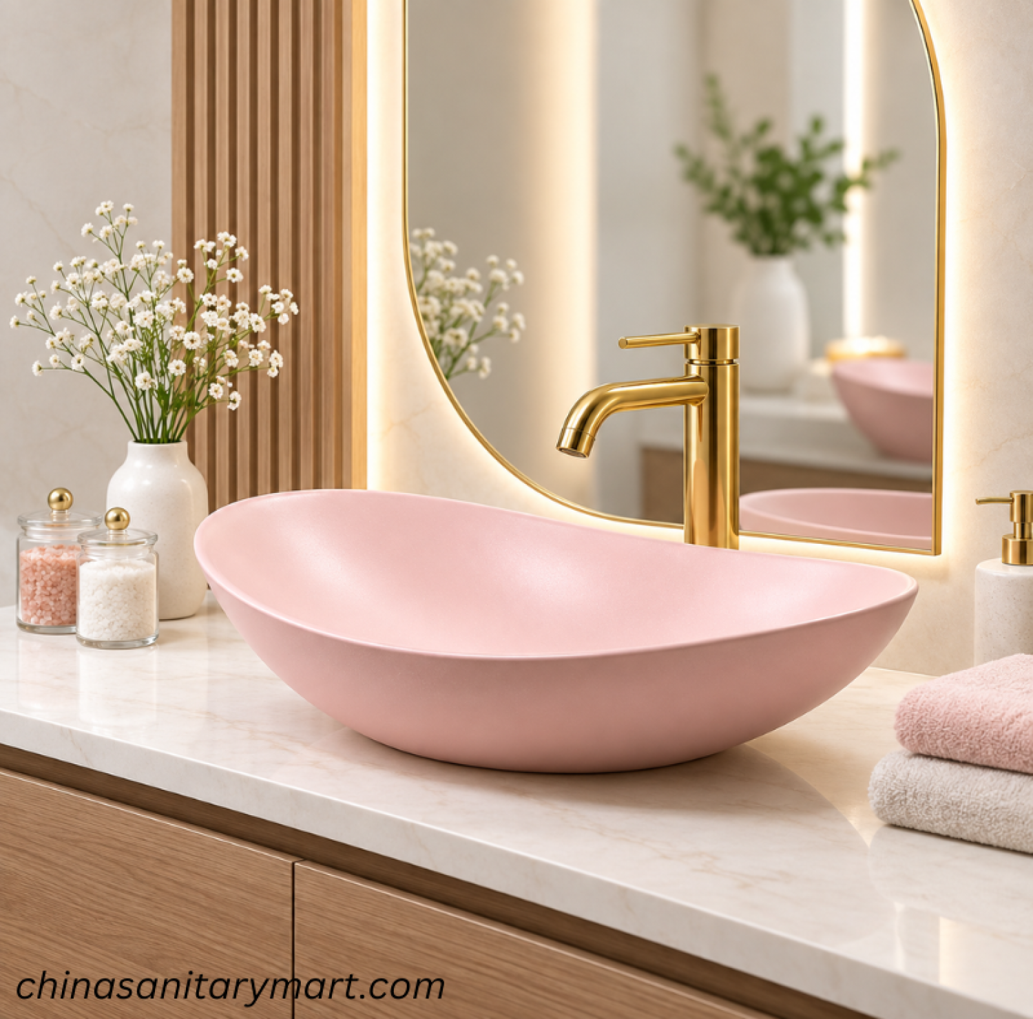 IS-A888MP pink boat shape top basin, pink countertop wash basin, boat shape bathroom basin, designer pink top basin