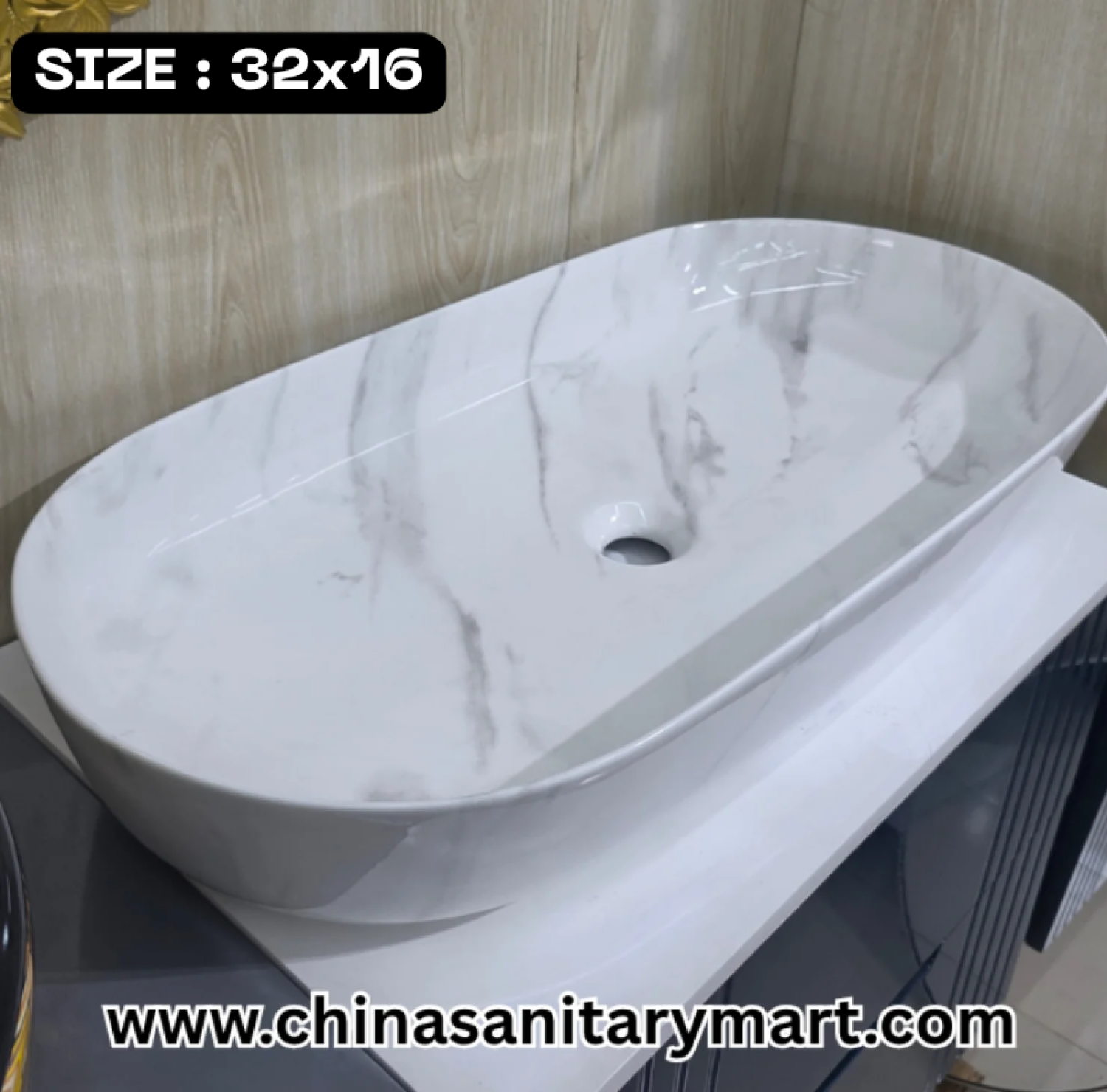 32x16 inch matte white marble shed top basin, white marble countertop basin, large white wash basin, marble vein top basin, modern luxury bathroom basin