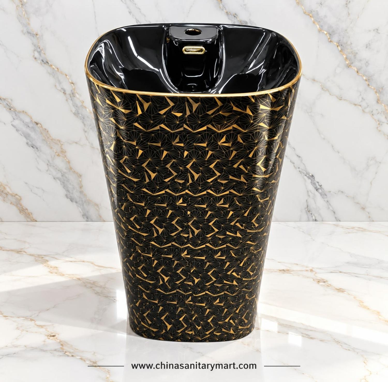 15x18 inch black golden drum basin, black gold countertop basin, luxury drum wash basin, black golden designer basin, modern bathroom drum basin