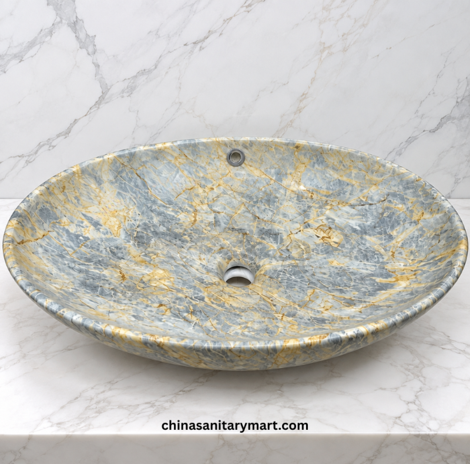 A034B art top basin, grey golden marble style basin, artistic oval countertop basin, designer wash basin, natural stone style bathroom basin