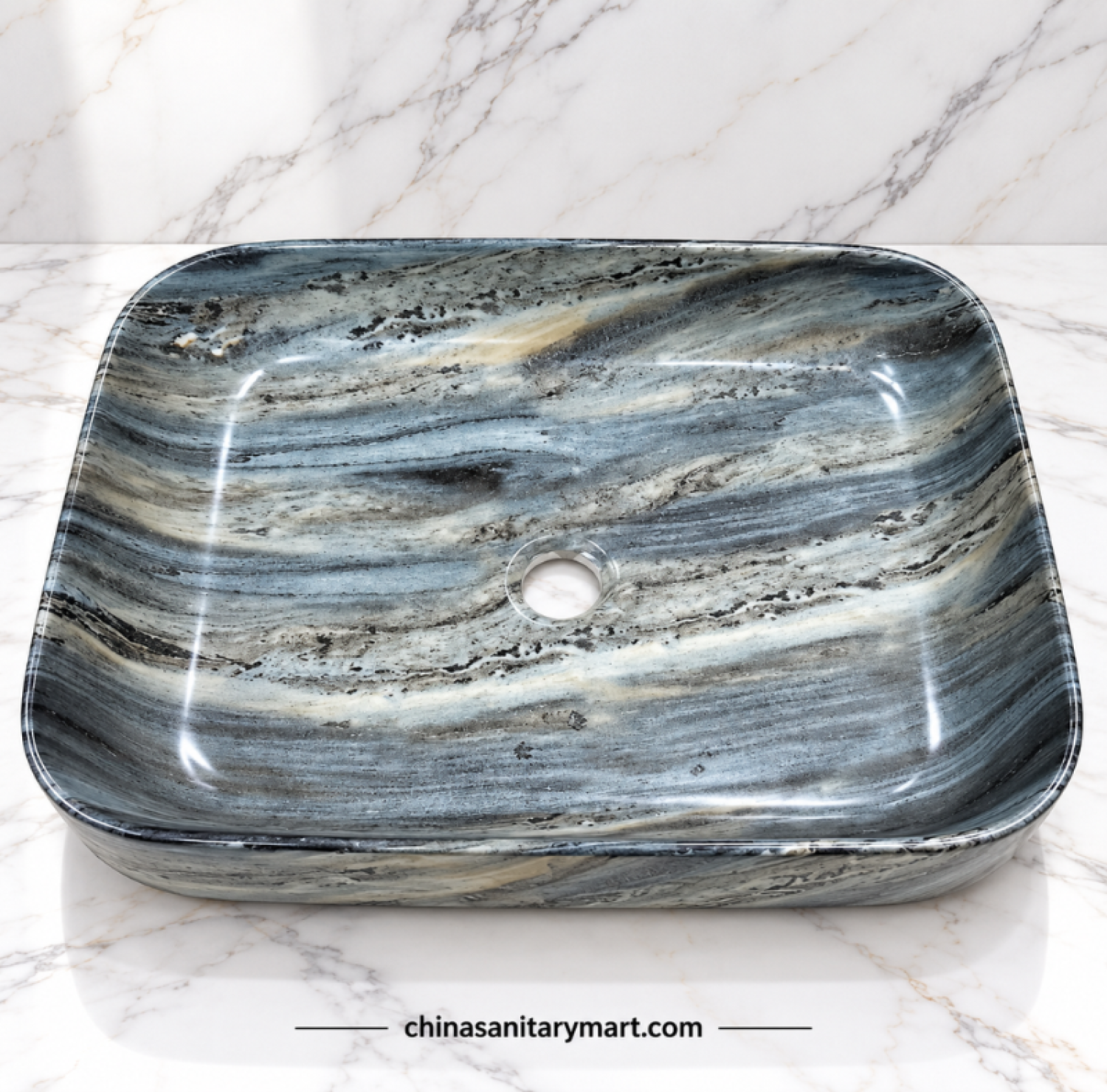A5014MC 15.5x20 top basin, grey marble style countertop basin, rectangular grey wash basin, designer marble bathroom basin, modern top basin